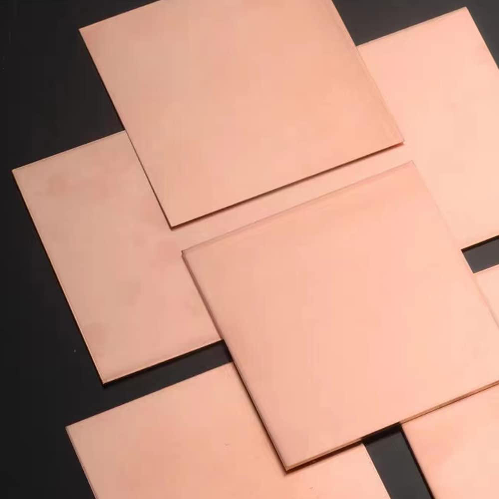 4 Pcs 99.9% Pure Copper Sheet, 4" x 4", 18 Gauge(1mm) Thickness, Double Sided Film Attached Copper Sheets Metal Plates for Crafting, Modelers, Jewelry, Repairs, Electrical