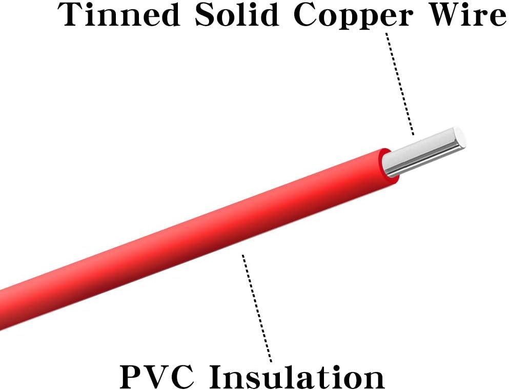 BNTECHGO 20 Gauge PVC 1007 Solid Electric Wire Red and Black Each 100 ft 20 AWG 1007 Hook Up Tinned Copper Wire