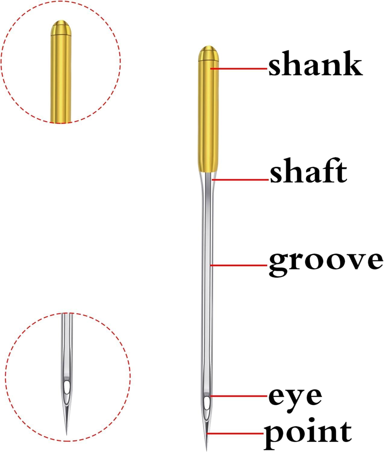 HONEYSEW 30 Pieces Sewing Machine Needles HAX1 130/705H Universal Regular Point Flat Shank Sewing Needle Compatible with Singer, Brother,Janome,Pfaff and Other Brand (Yellow Size 18-30PCS)