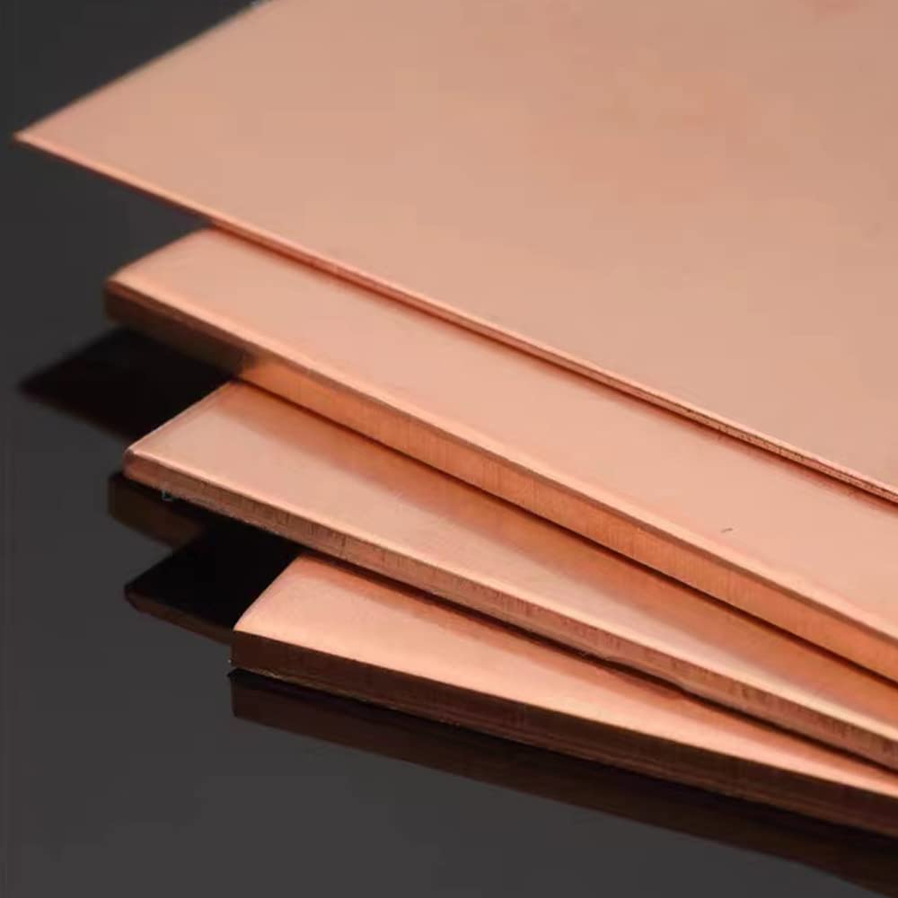 4 Pcs 99.9% Pure Copper Sheet Metal, 6" x 6", 28 Gauge(0.3mm) Thickness, Double Sided Film Attached Copper Sheets Plates for Crafting, Modelers, Jewelry, Repairs, Electrical