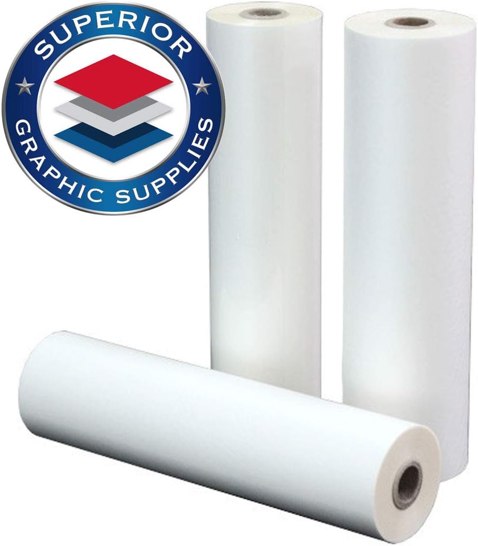 Superior Graphic Supplies PET Laminating Film Roll Premium Quality 18 Inches X 250 Feet - 1 Inch Core, 3 Mil / 0.003" Inches Thick, Clear Gloss, 1 Roll Pack