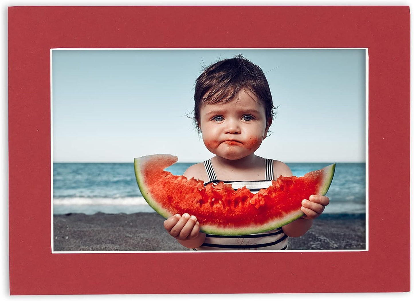 Pack of 25 Acid Free 8x10 Mats Bevel Cut for 5.5x8.5 Photos - Deep Red Precut Matboards With Backing Boards and Clear Photo Mat Bags For Pictures, Photos, Framing - 4-ply Thickness