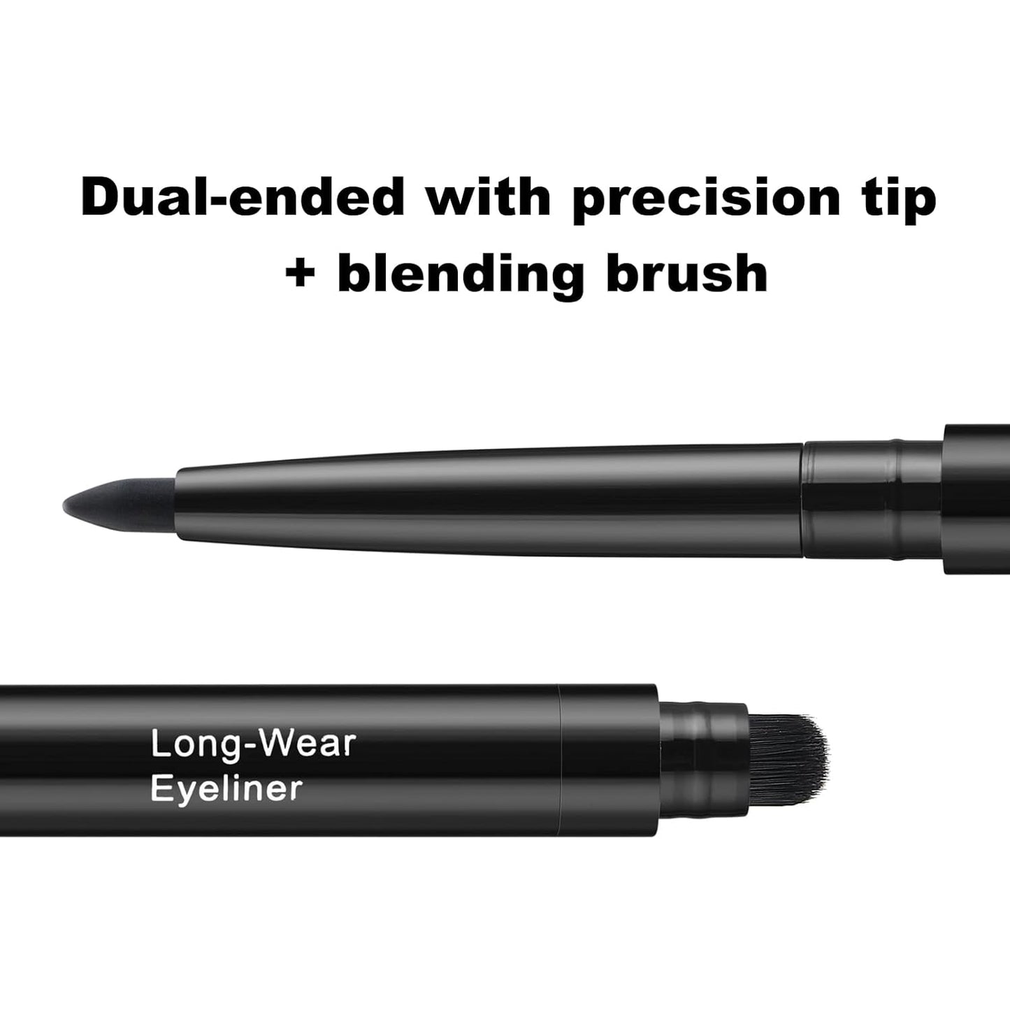 Smudge Proof Eyeliner, Waterproof Retractable Eye liner with Brush, Matte and Shimmer Eyeliner Pencil, Creamy Texture, Long lasting & Smooth(01 Black Matte)