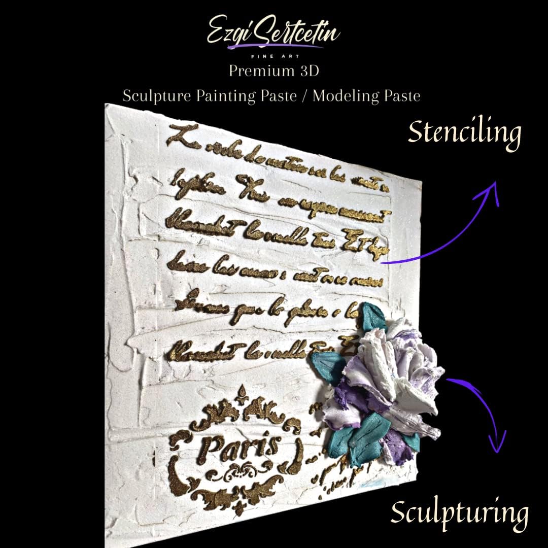 3D Sculpture Painting Paste|Texture Paste|Decorative Plaster|Ready to Use|Unique Metallic Pearl and Neon Colors|Ideal for Artwork|Stencil|Flowers|Texture and Art Relief|6 oz (Coral)