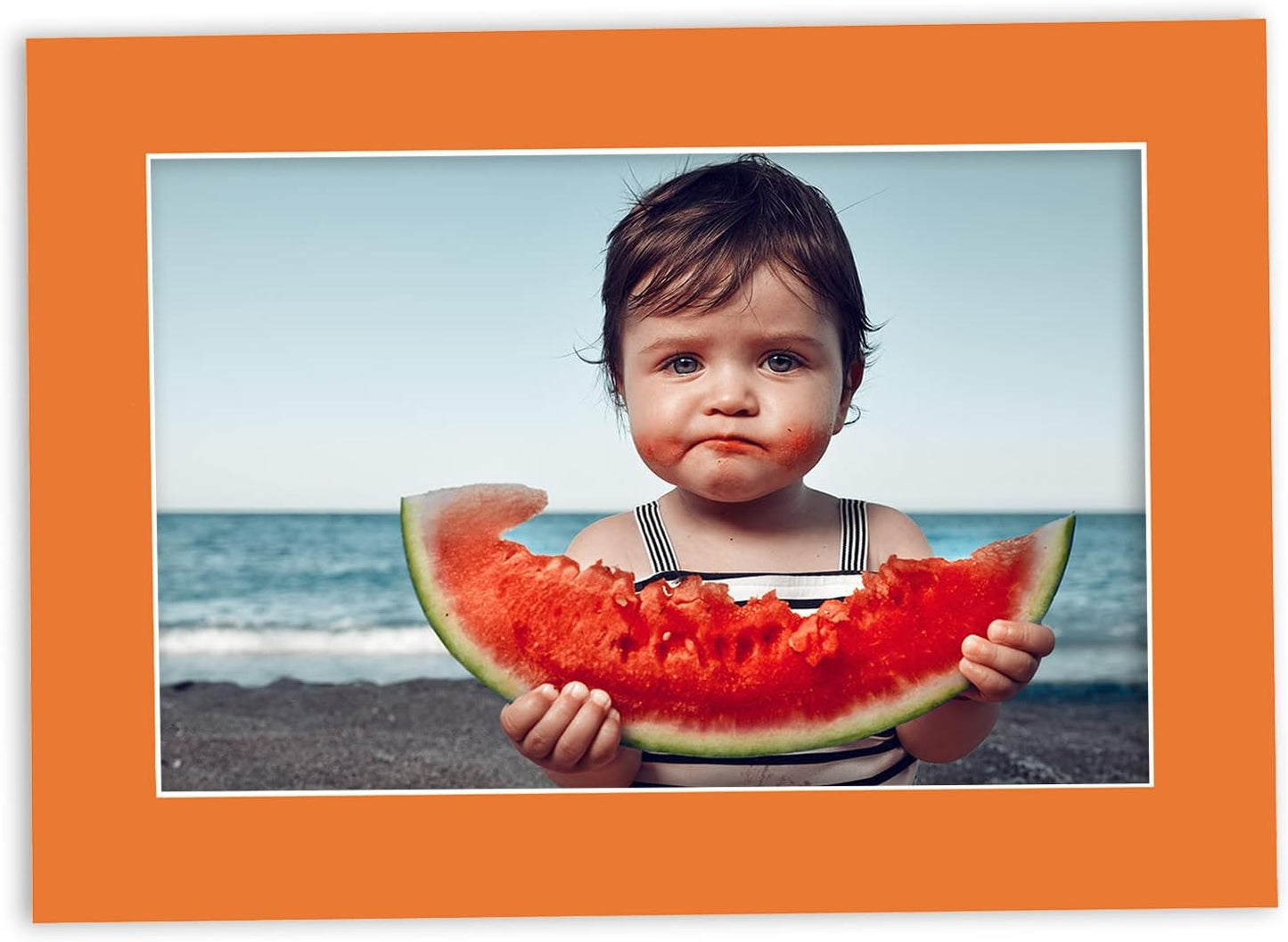 Pack of 25 Acid Free 8x10 Mats Bevel Cut for 5.5x8.5 Photos - Orange Precut Matboards With Backing Boards and Clear Photo Mat Bags For Pictures, Photos, Framing - 4-ply Thickness