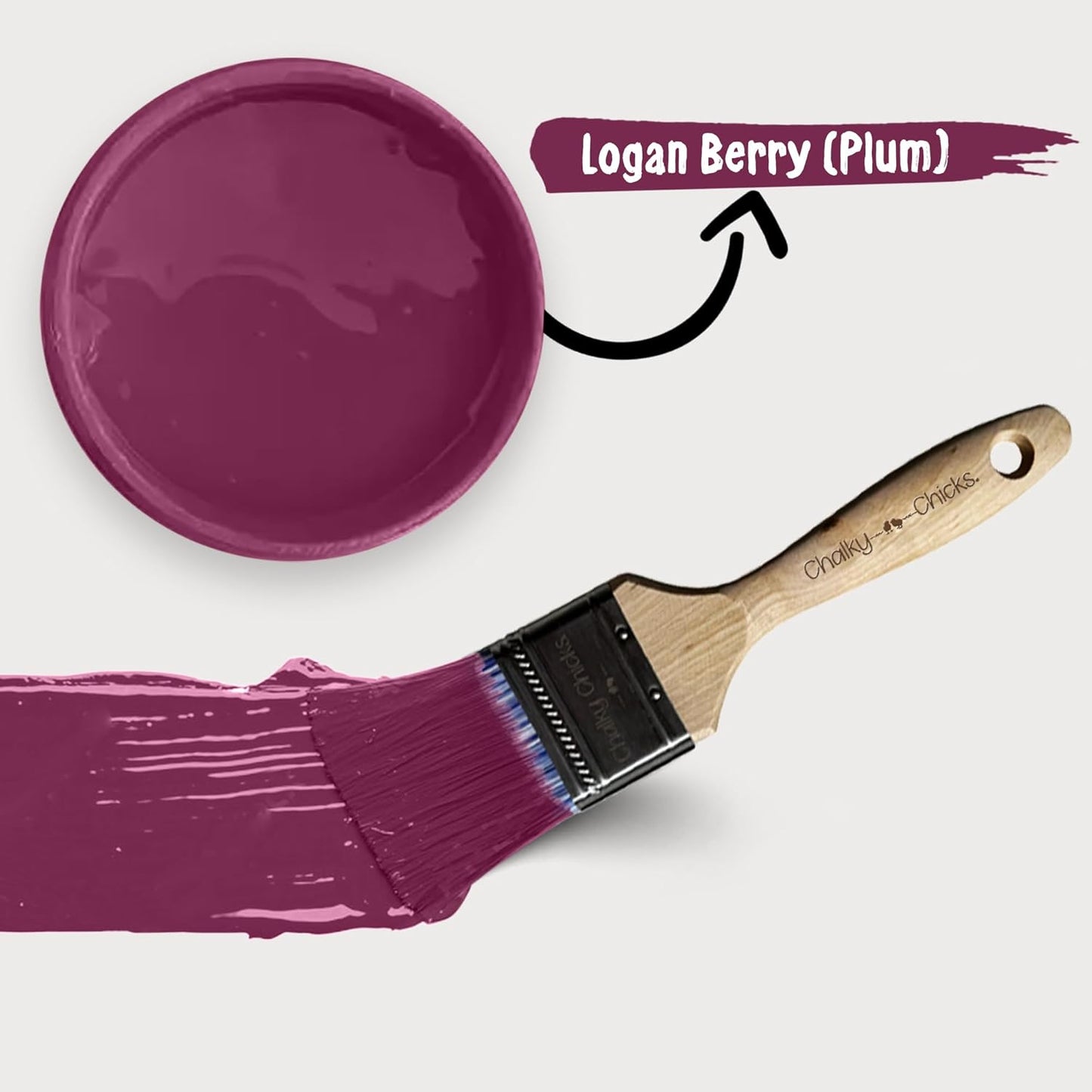 Chalky Chicks All-in-One Chalk Paint for Furniture or Cabinet - 8 Fl Oz - Matte Finish Logan Berry (Plum) for Metal, Wood Furniture Paint - No Sanding All-in-One for Home Decor & Crafts, USA Made