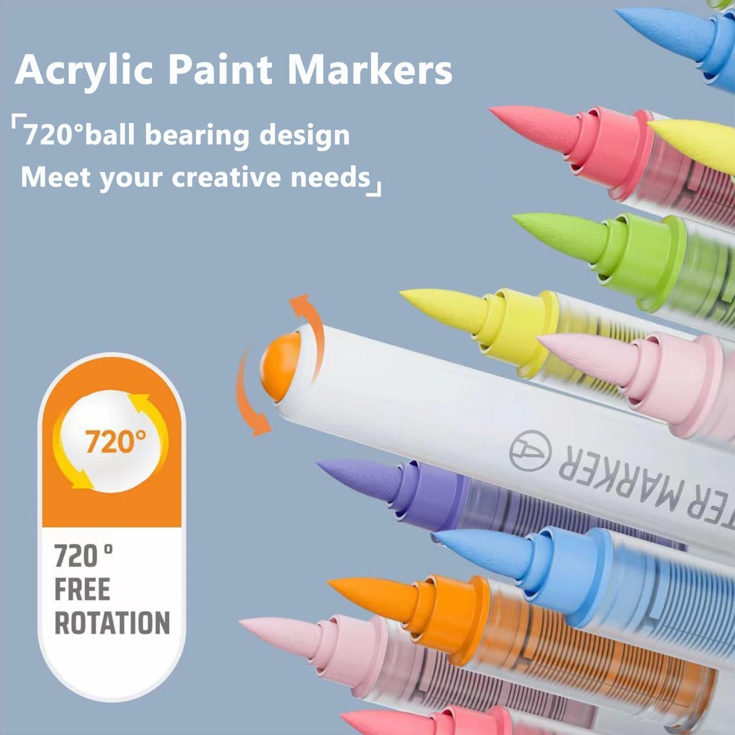 Water Based Acrylic Paint Markers, 9 Colors Acrylic Paint Pens Set with Soft Brush Tip, Marker Pen for Rock Painting, Egg, Wood, Glass, Paper, Mugs, Acrylic Painter Ink (Advanced Gray)