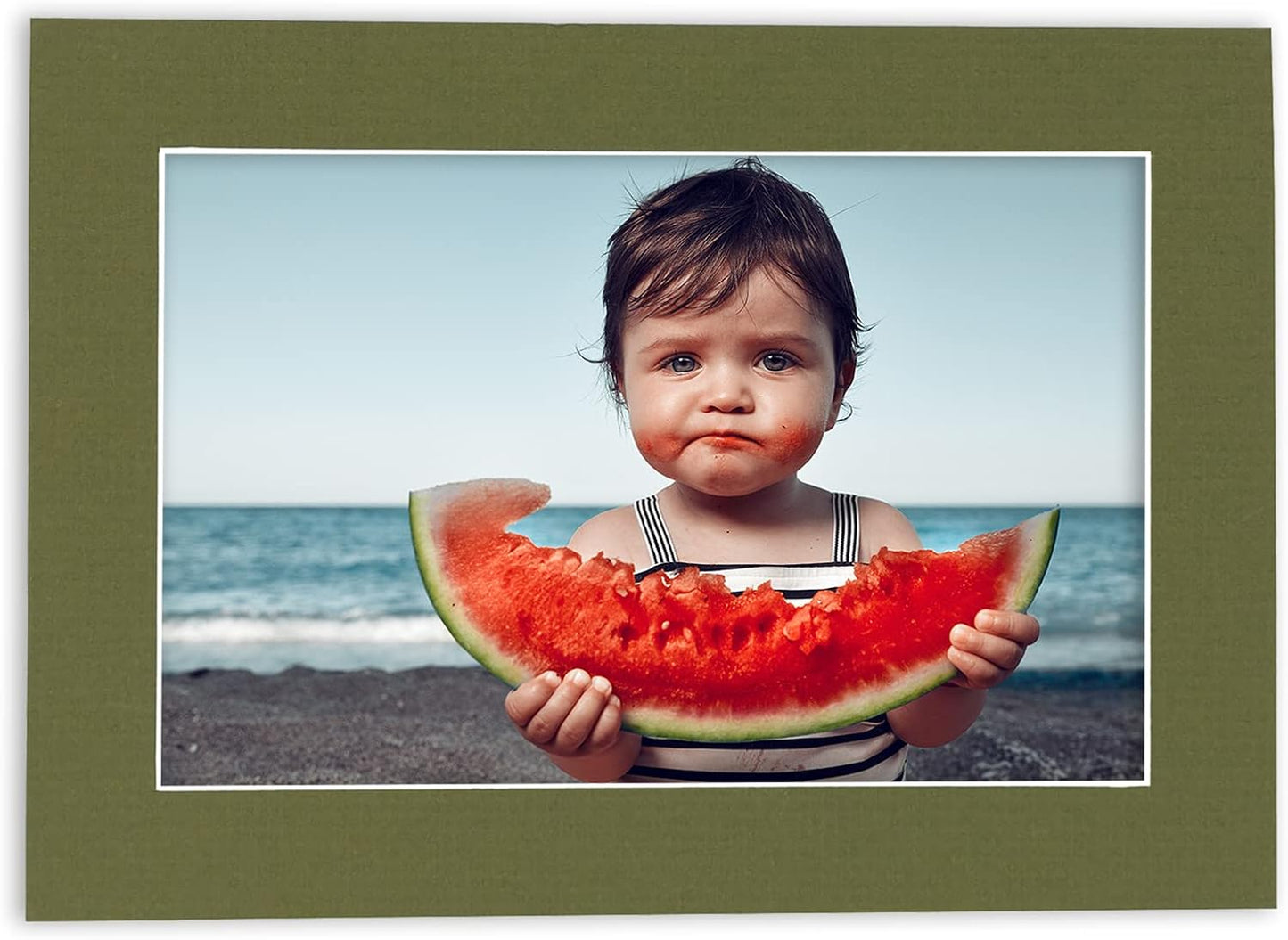 Poster Palooza 11x14 Mat for 8.5x11 Photo - Precut Dill Green Picture Matboard for Frames Measuring 11 x 14 Inches - Bevel Cut Matte to Display Art Measuring 8.5 x 11 Inches - Acid Free ONE MAT