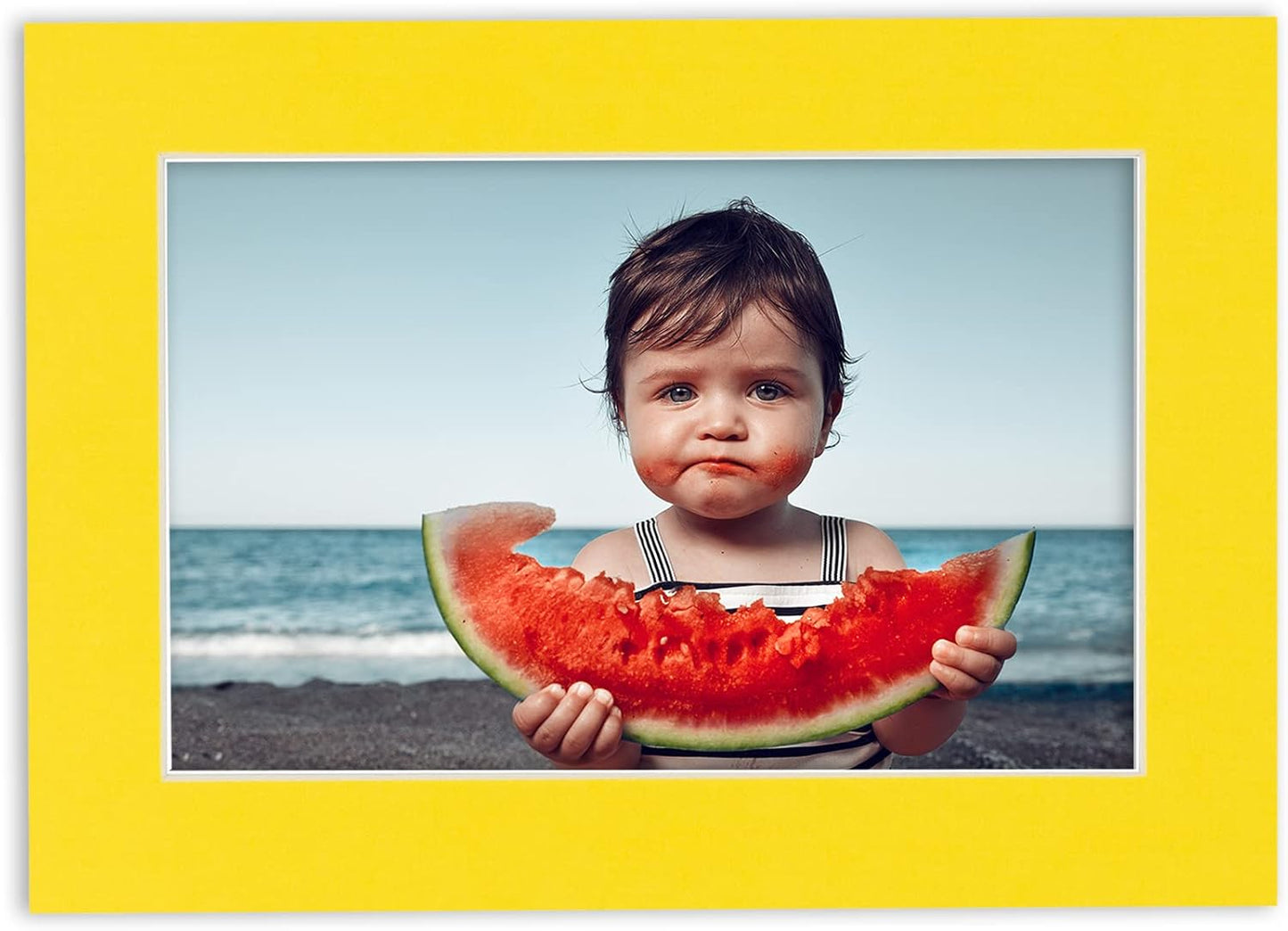 5x7 Mat for 8.5x11 Frame - Precut Mat Board Acid-Free Yellow 5x7 Photo Matte Made to Fit a 8.5x11 Picture Frame, Premium Matboard for Family Photos, Show Kits, Art, Picture Framing, Pack of 100 Mats