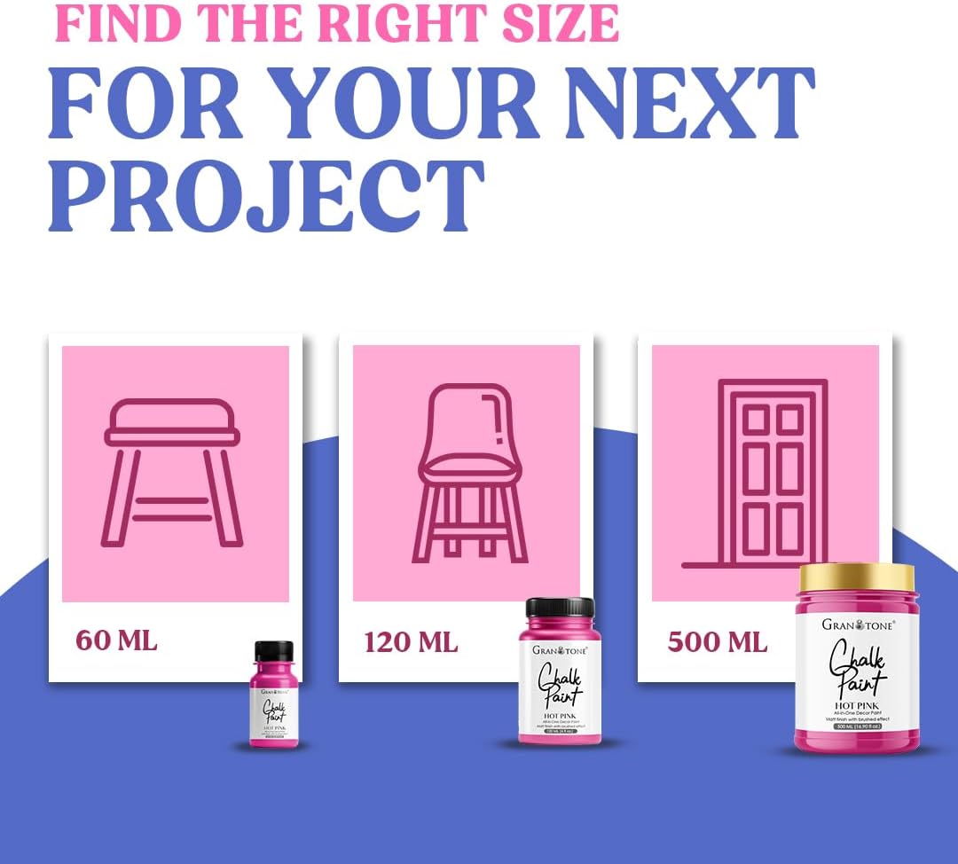 GRANOTONE Chalk Paint for Furniture | Matt-Finish Water-Based Acrylic Paint for Wood, Walls, Metal, Glass, Paper, Fabric Canvas | Maximum Coverage Chalk Paint for Kids & Adults, 120 Ml (NUT BROWN)