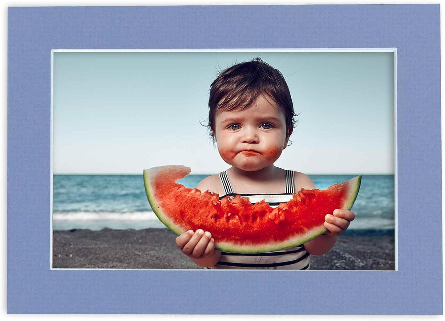 Pack of Ten Acid Free 8x10 Mats Bevel Cut for 6x8 Photos - Brittany Blue Precut Matboards with Backing Boards and Self Seal Photo Mat Bags for Pictures, Photos, Framing - 4-ply Thickness