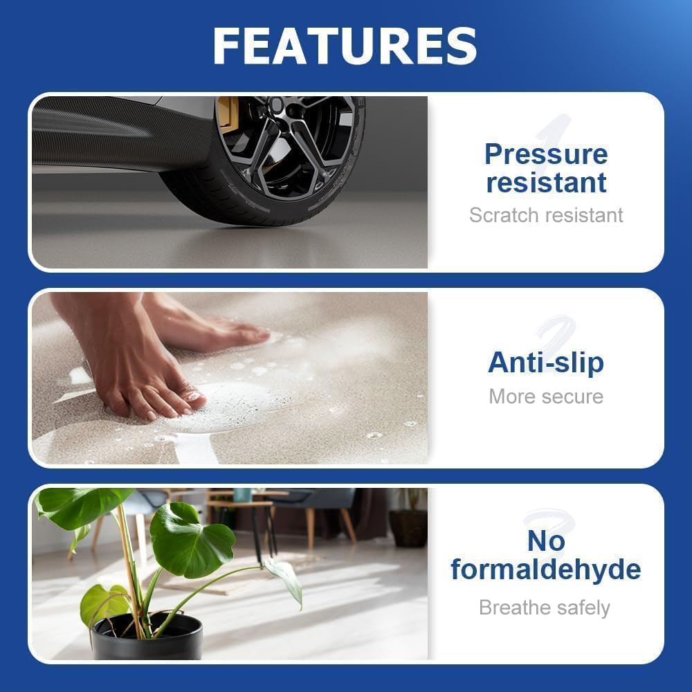 Epoxy Colored Sand Floor Paint, Epoxy Floor Paint for Concrete, High Gloss Marble Effect Coating, Waterproof Non-Slip Concrete Paints, Suitable for Indoor/Outdoor Use (Light Blue,32 oz/1 kg)