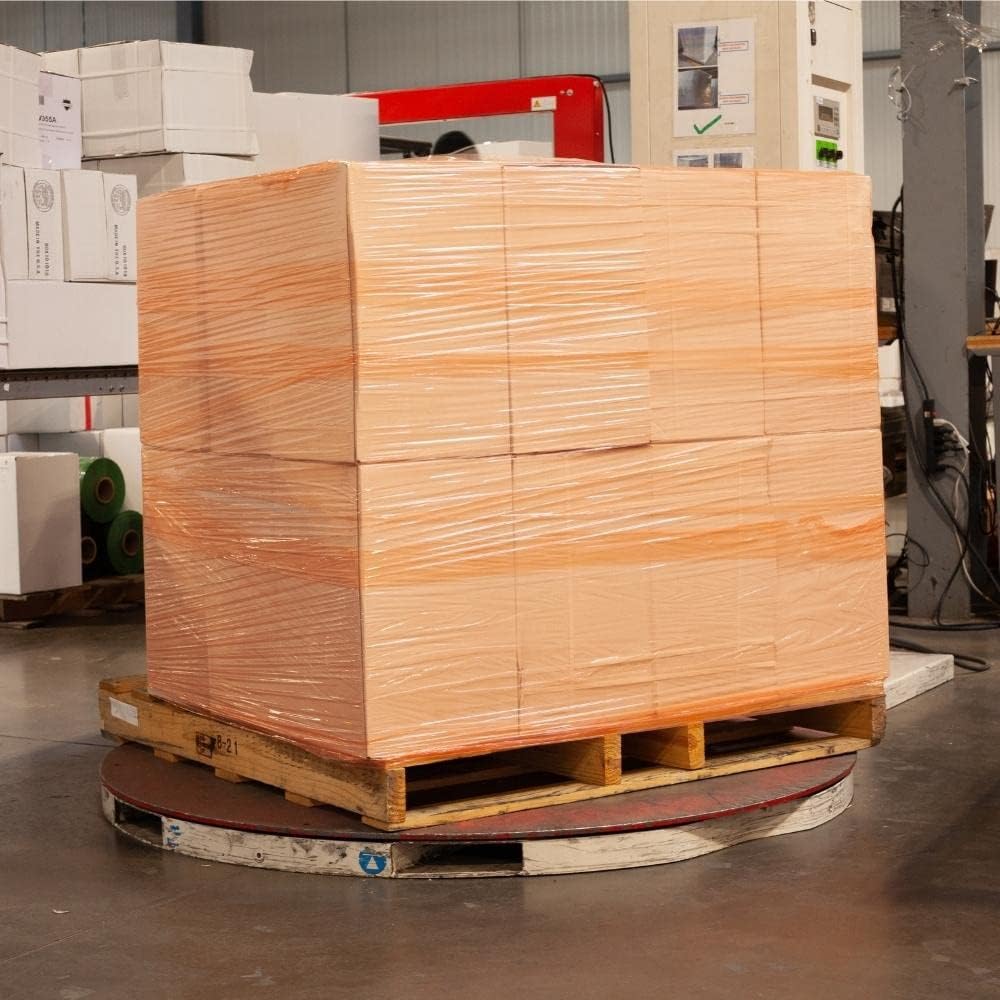PSBM Orange Stretch Wrap, 15 Inch x 1476 Feet, 144 Pack, Tinted Pre-Stretched Shrink Wrap Film for Moving, Packaging, Pallet Wrapping