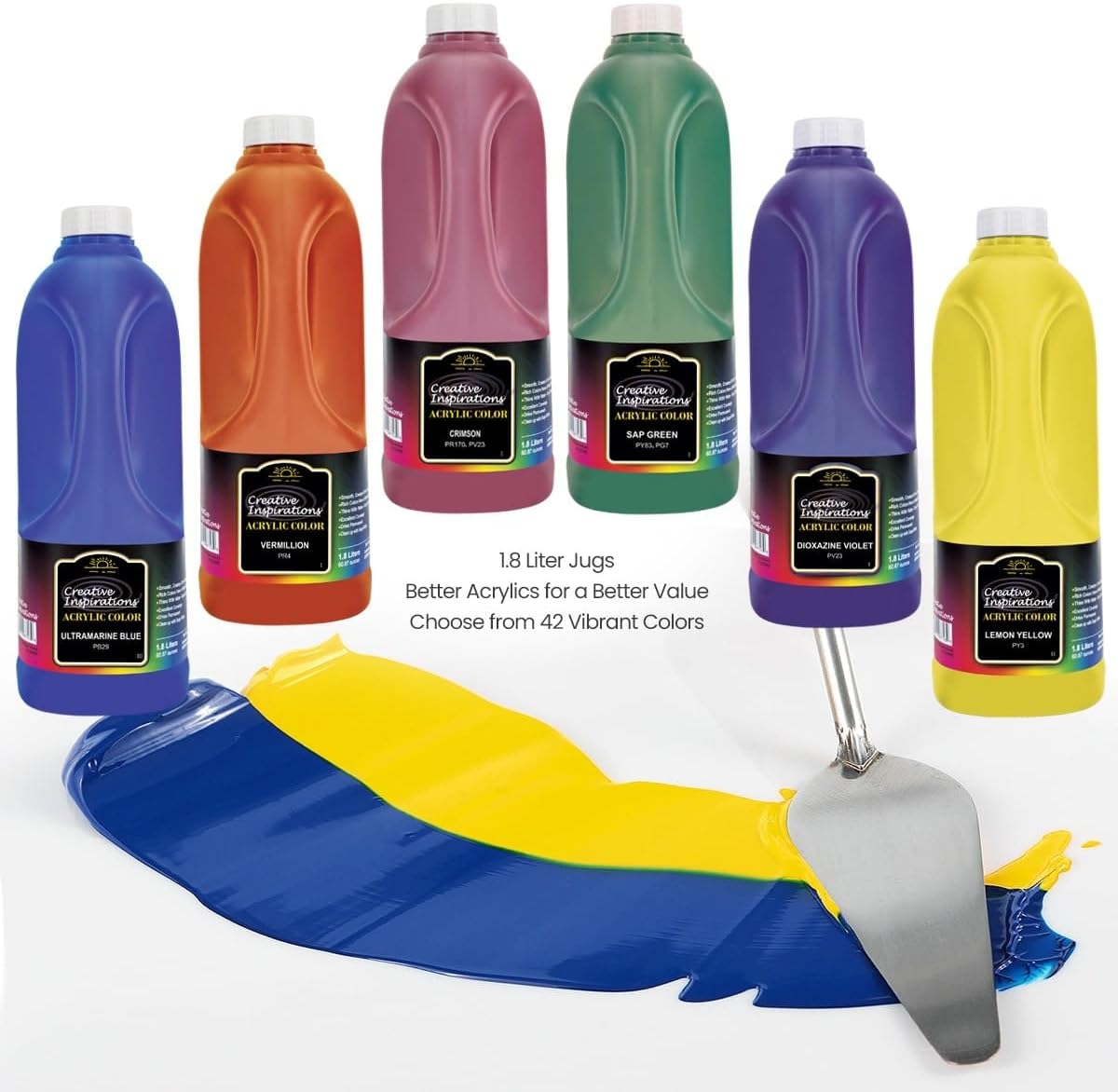 Creative Inspirations Acrylic Paint - Yellow Ochre - 1.8 Liter - Smooth & Creamy Consistency, Vibrant Pigmentation, Great Coverage for Artists - Clean Up with Soap & Water