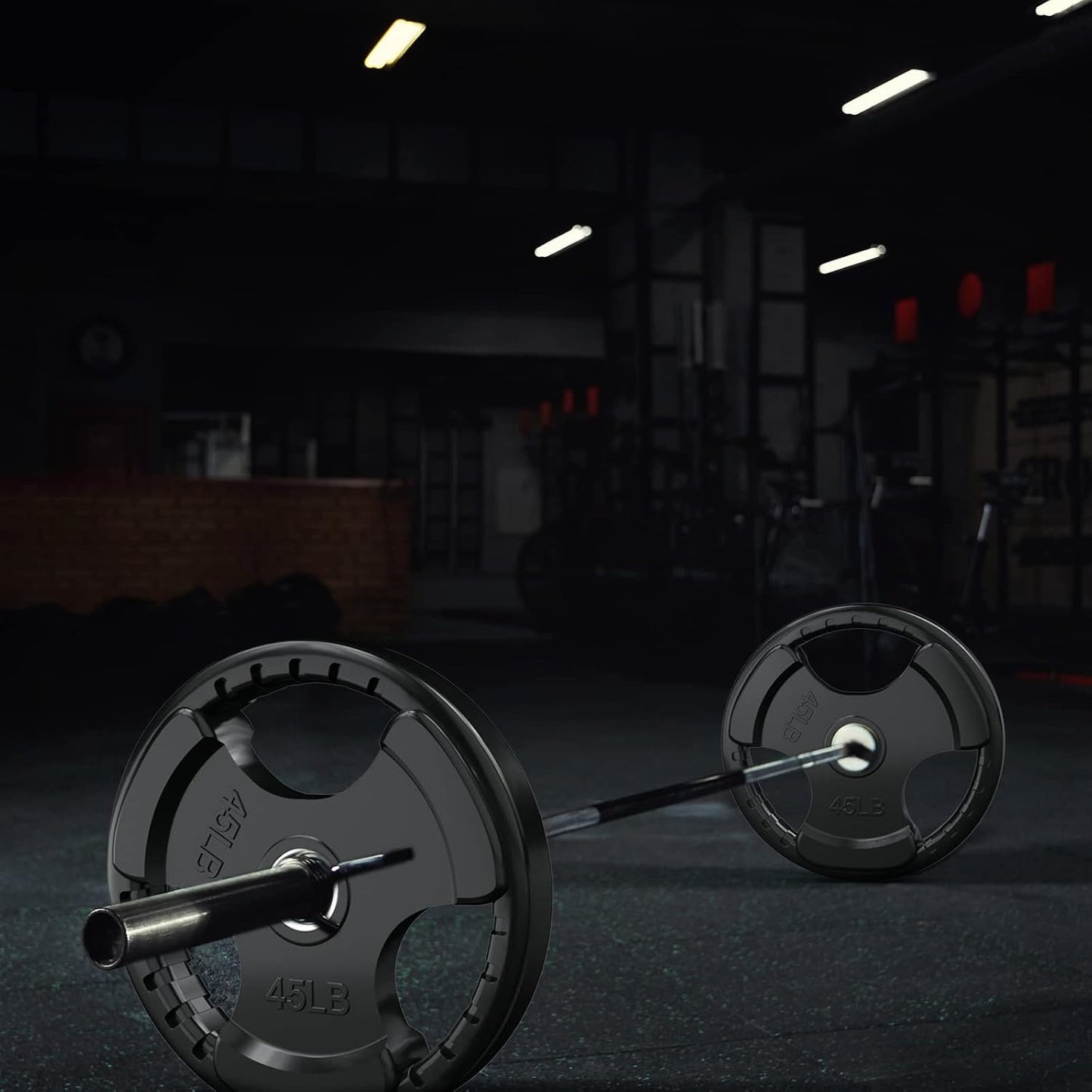 RitFit Olympic Rubber Grip Plates for Barbell, 2-Inch Weight Plates for Weightlifting and Strength Training in Home & Gym, Single, Pair and Sets(2.5/5/10/25/35/45 LB)