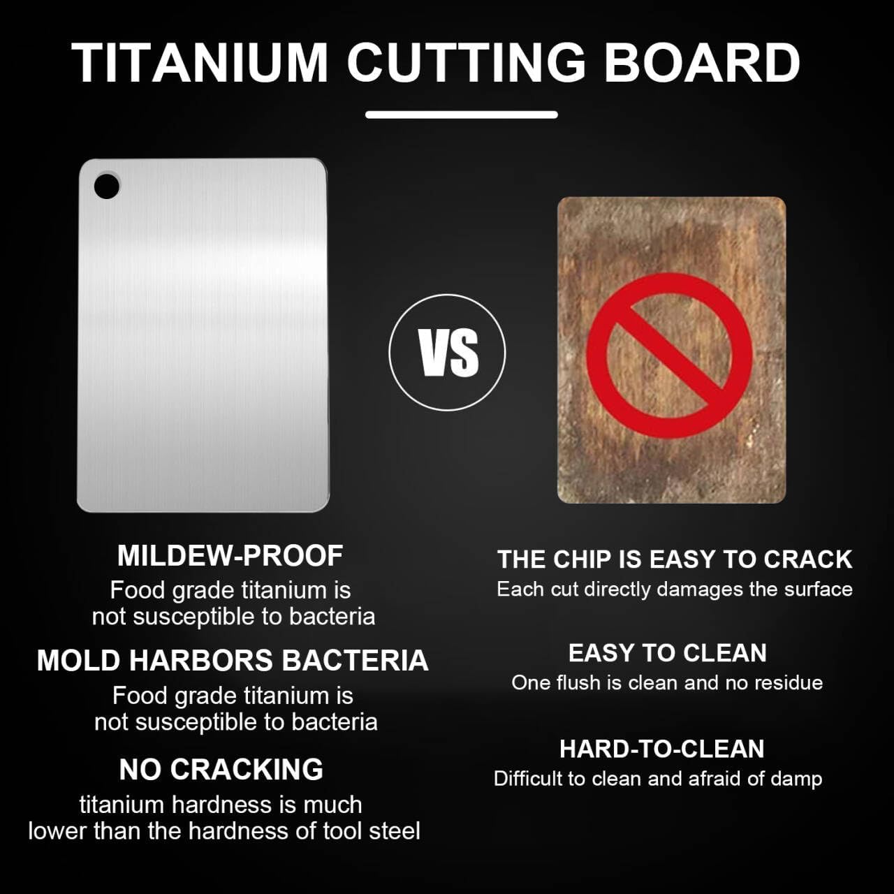 Titanium Cutting Boards for Kitchen,Katuchef Titanium Cutting Board,Non toxic Doubld-Side Available Chopping Boards, Easy to Clean and Store(2PCS-M+L)