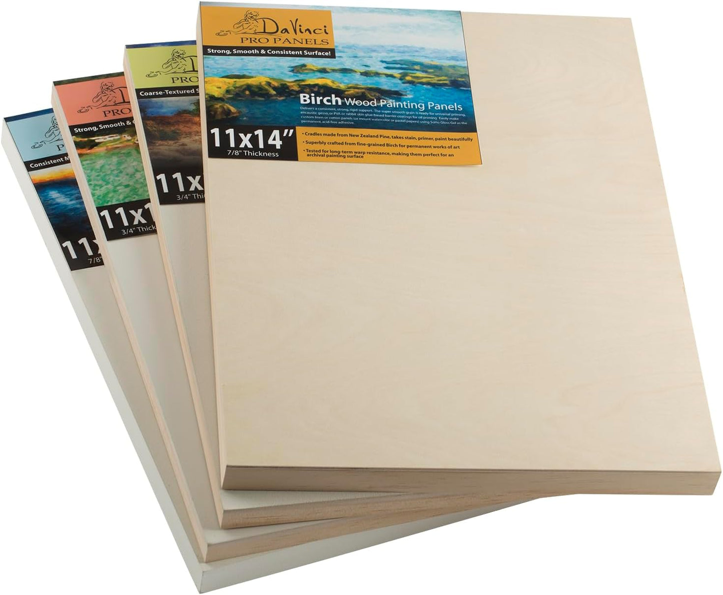 Da Vinci Pro Ultra Smooth Wood Canvas Gesso Board - 3/4" Deep, 8x8 Single White Acrylic Polymer Gesso Panels for Painting Fine Portraits and Ultra Fine Detail Illustrations and Artwork