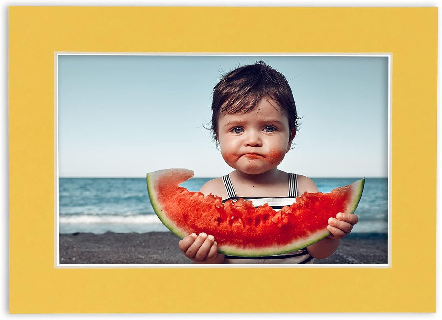Pack of 25 Acid Free 11x14 Mats Bevel Cut for 8.5x11 Photos - Chamois Yellow Precut Matboards With Backing Boards and Clear Photo Mat Bags For Pictures, Photos, Framing - 4-ply Thickness