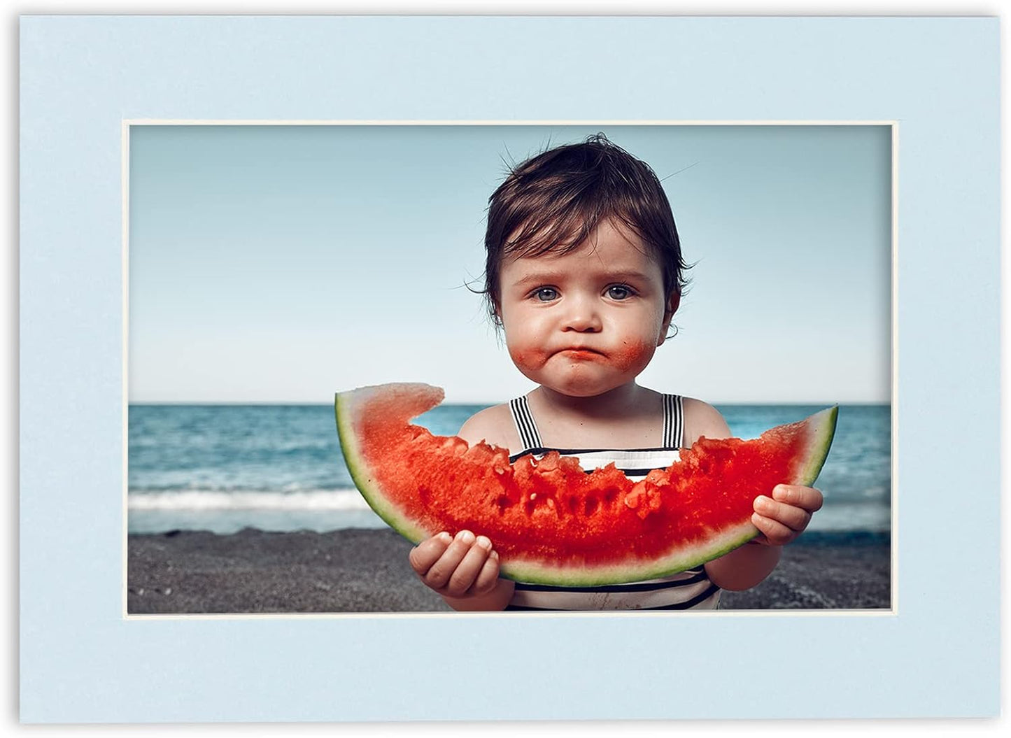 5.5x8.5 Mat for 8.5x11 Frame - Precut Mat Board Acid-Free Baby Blue 5.5x8.5 Photo Matte For a 8.5x11 Picture Frame, Premium Matboard for Family Photos, Show Kits, Art, Picture Framing, Pack of 1 Mat