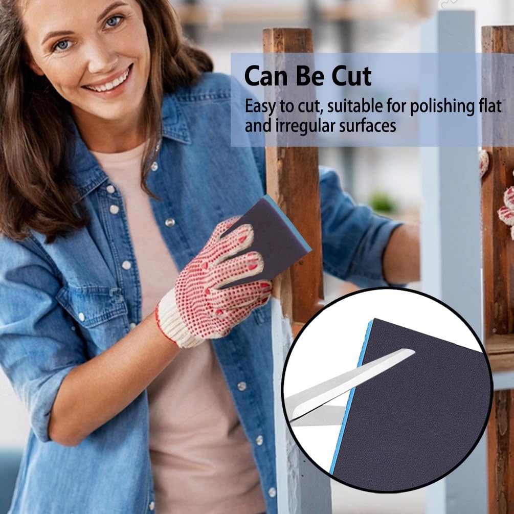 8 Pack Sanding Sponge, 60 150 240 320 Coarse Medium Fine Grits Sanding Block,Wet Dry Sandpaper Block Sandpaper Sponge for Wood Metal FurniturePaint and Drywall