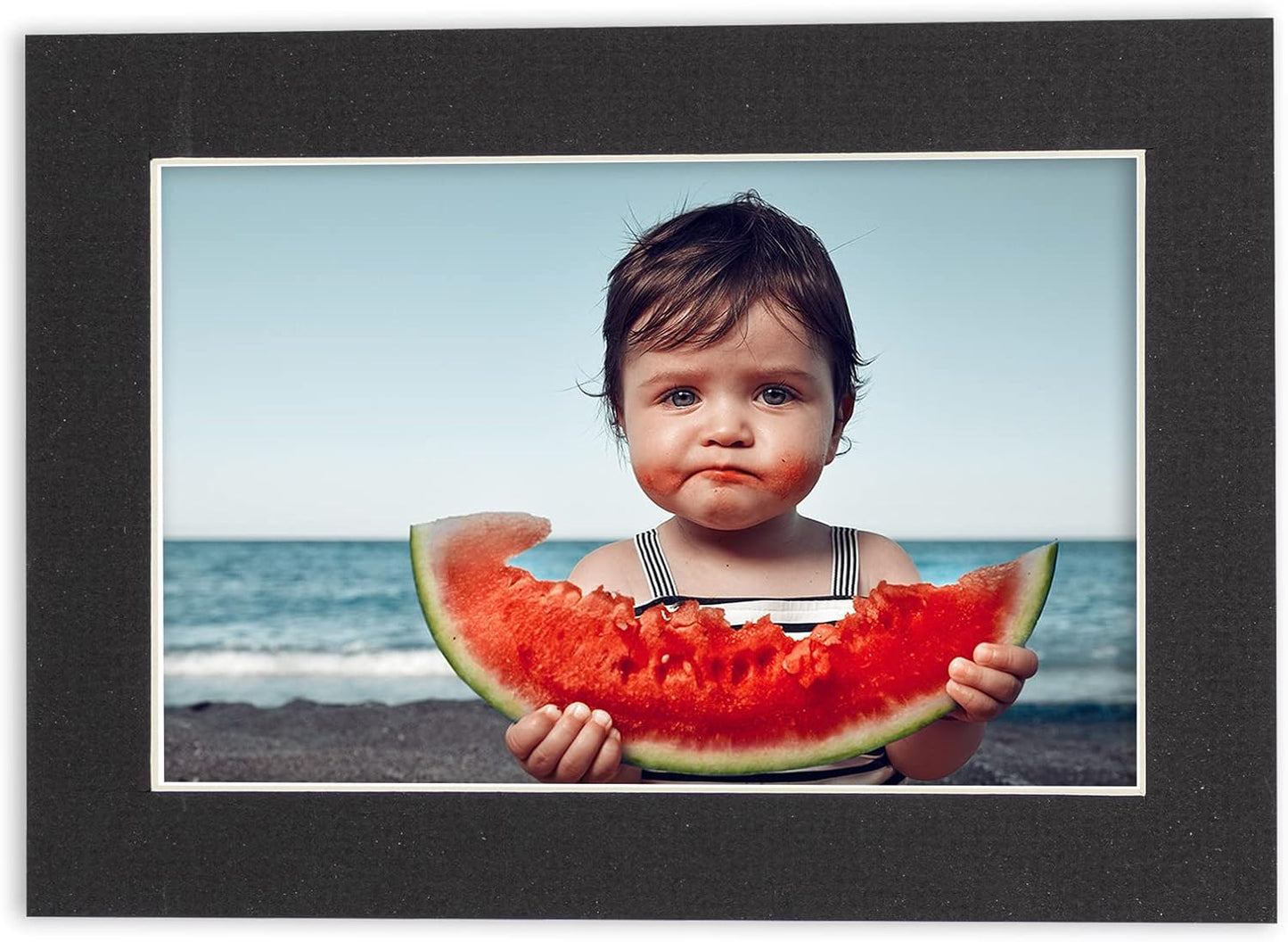 Pack of 25 Acid Free 8x10 Mats Bevel Cut for 5.5x8.5 Photos - Textured Black Precut Matboards With Backing Boards and Clear Photo Mat Bags For Pictures, Photos, Framing - 4-ply Thickness