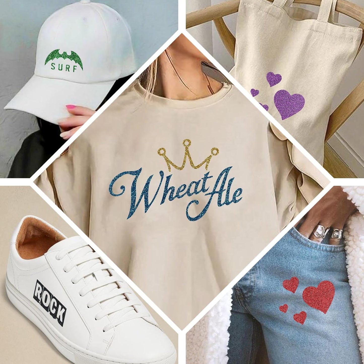 Golden Glitter HTV Heat Transfer Vinyl, 12" x 8ft lron on Vinyl, for T-Shirt Ironing, Vinyl HTV Easy to Cut and Weed, The Best Choice for DIY Creativity. (Golden, 12" x 8ft)