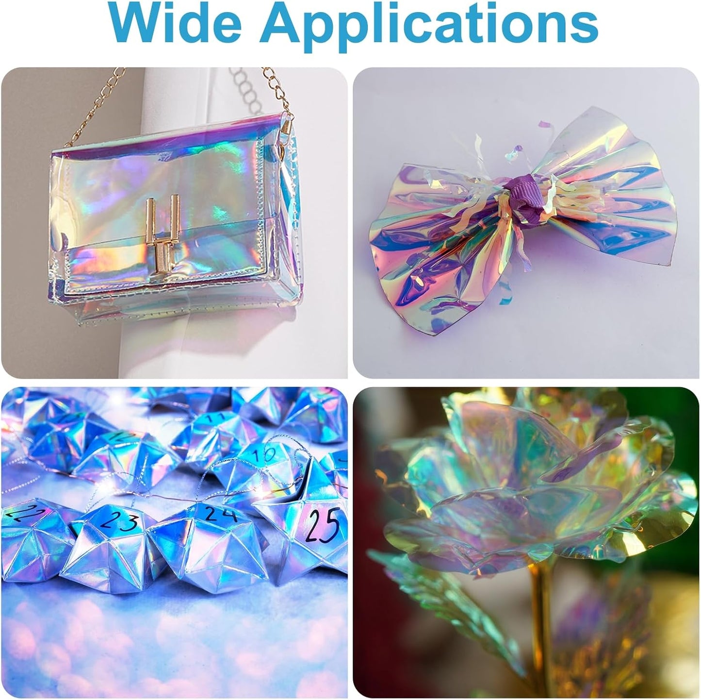 MECCANIXITY Holographic Clear PVC Vinyl Film Holographic PVC Fabric Waterproof Dichroic Film 12 x 48 Inch for Handbags Bows Earrings DIY Craft,Fluorescent Green
