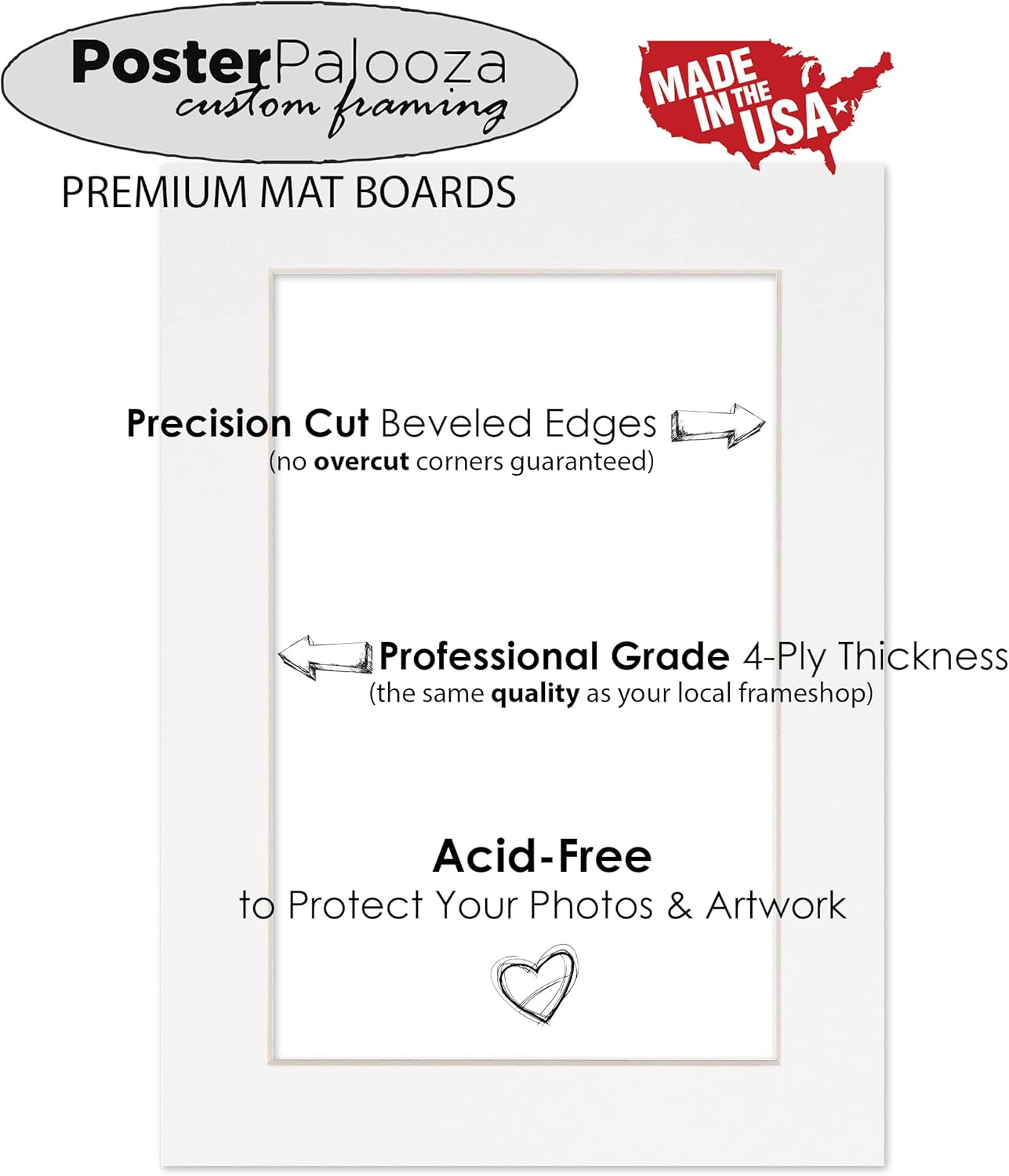 8.5x11 Mat Bevel Cut for 7x9 Photos - Acid Free Golden Orange Precut Matboard - For Pictures, Photos, Framing - 4-ply Thickness