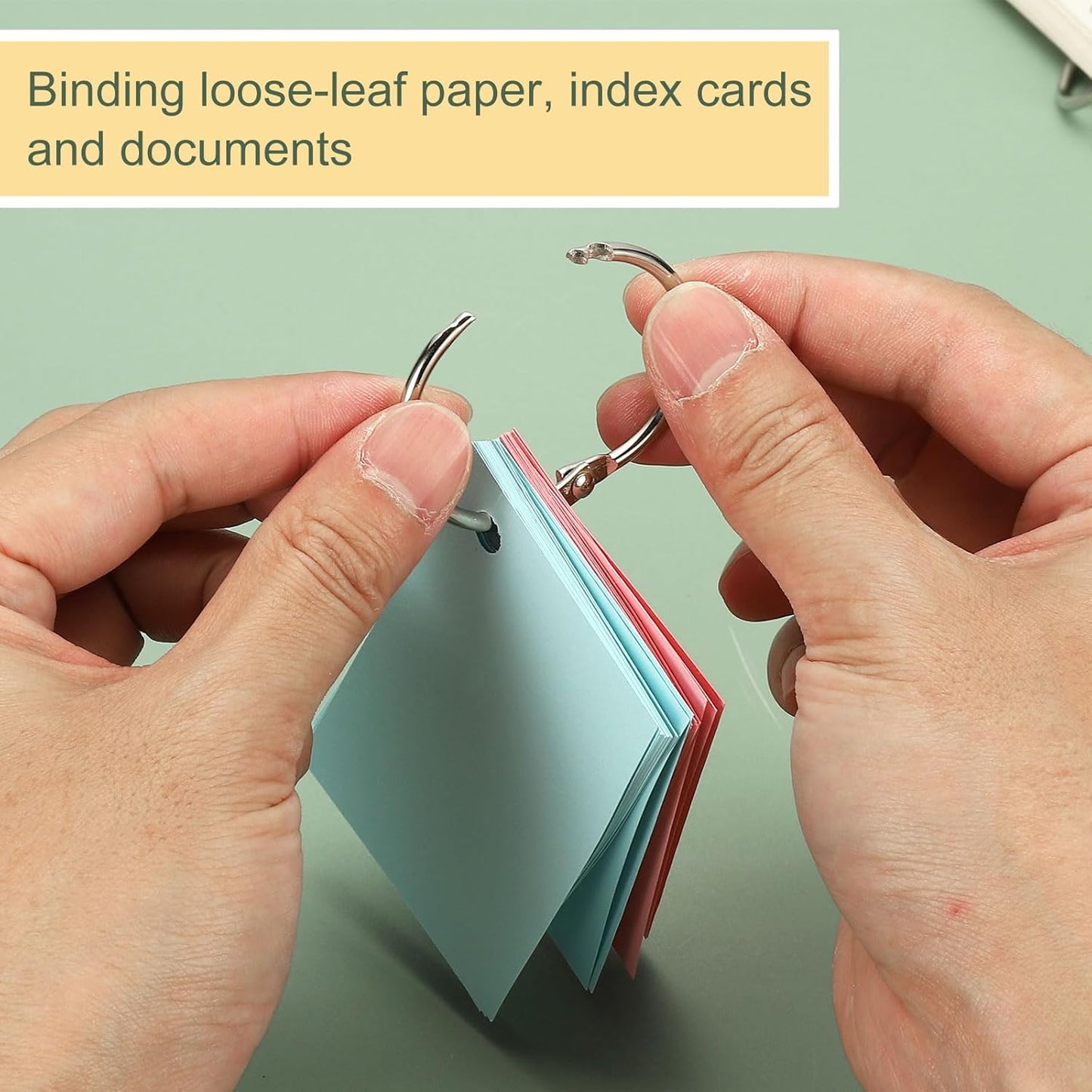 PATIKIL 0.6" x 0.8" Loose Leaf Binder Rings, 30 Pcs Metal Book Rings Nickel Keychain Ring for Paper Index Cards Flash Card Notebook Rings Office Home Book Binder, Silver Tone