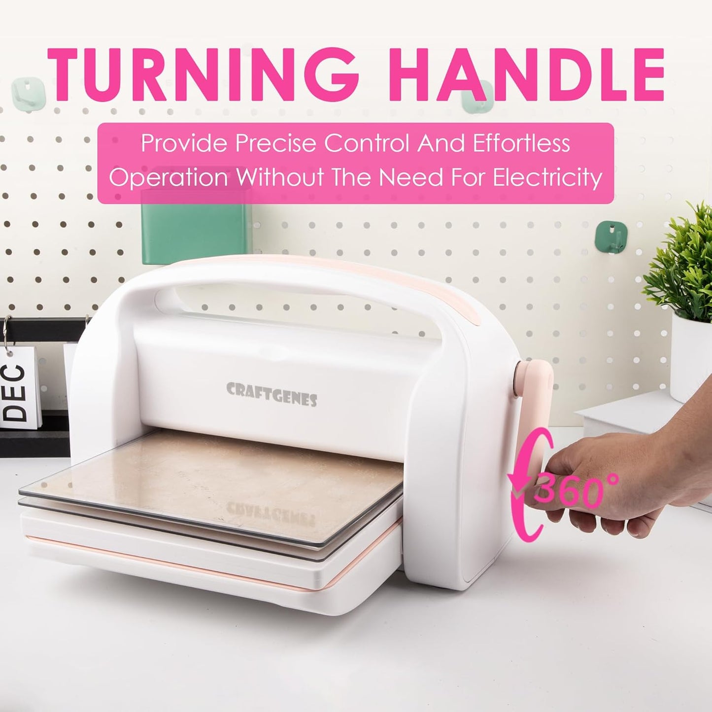 Manual Die Cutting Machine and Embossing Machine, 9'' Opening Size for Cardmaking, Scrapbooking, and DIY Crafts – Foldable Complete Set with A4 Die Cuts, Embossing Folders, and Plates(Pink)