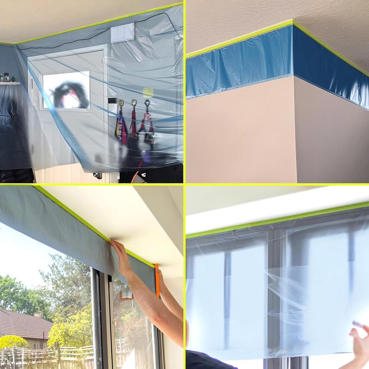 Pre-Taped Masking Film for Painting - 22" x 66' Painters Plastic Sheeting with Automotive Paint Tape and Drape for Covering Cars, Walls, Windows and Furniture Protection (5 Rolls)