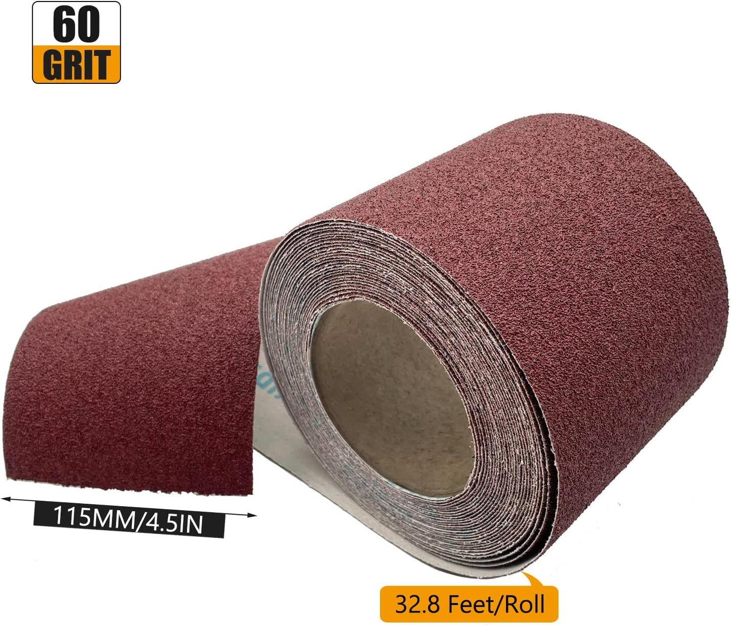 60 Grit Emery Cloth Roll, 4.5 Inch Wide 32.8 Ft Long (Equals 1/4 Sheet Sandpaper 71 Pcs) Abrasive Sandpaper Rolls for Metal Automotive Wood Furniture Sanding Paper Drum Palm Sander (60 Grit)