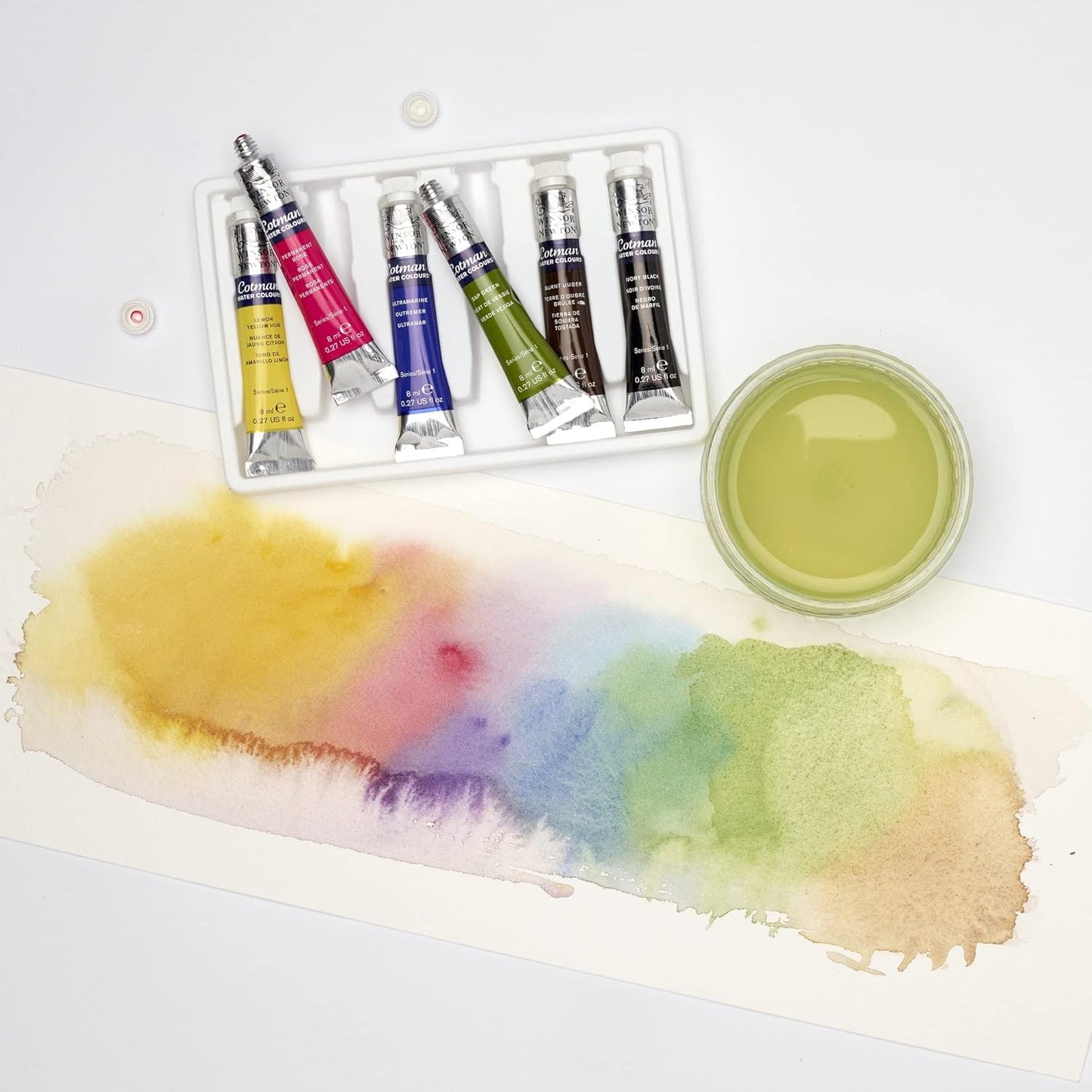 Winsor & Newton Cotman Watercolor Paint Set, 6 Colors, 8ml (0.27-oz) Tubes