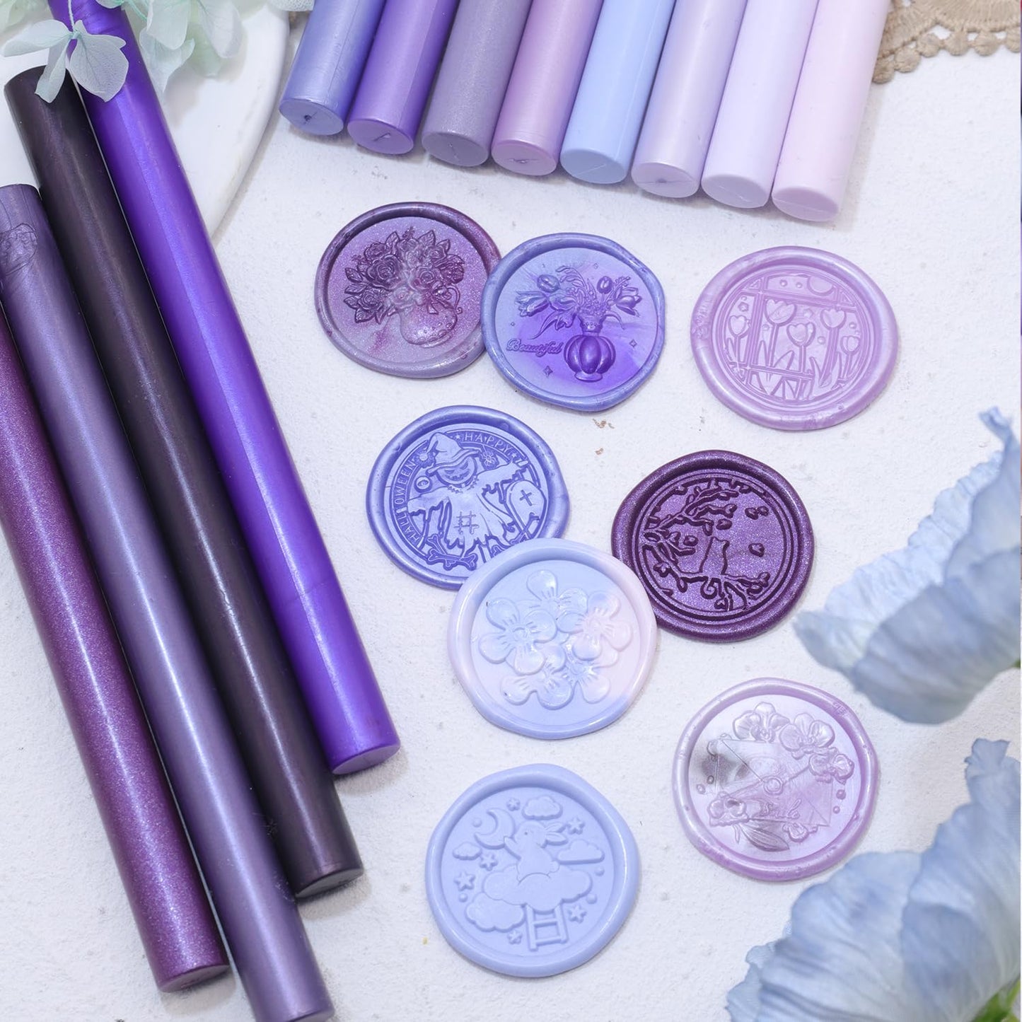 Water Blue Wax Seal Sticks, 30pcs Sealing Wax Sticks, HOSEALING Glue Gun Wax Seal Sticks for Wax Seal Stamp, Premium Sealing Wax for Wedding Invitations, Letter, Envelope (Mini Size)