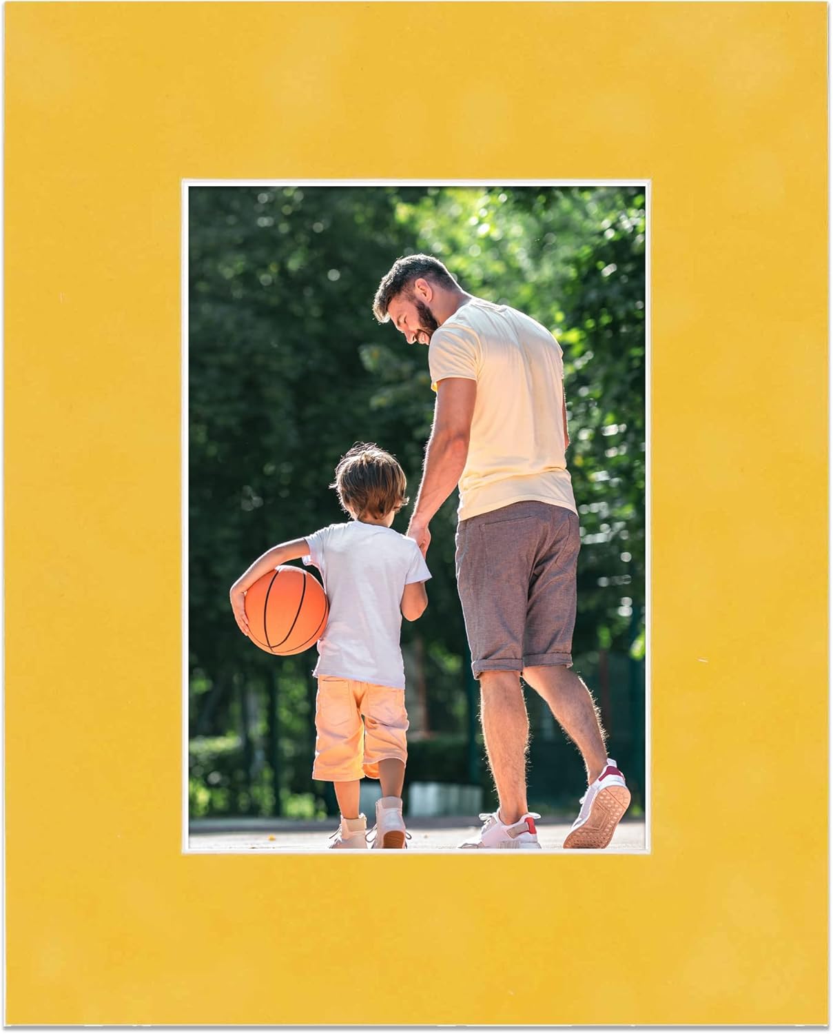 Pack of 25 Acid Free 11x14 Mats Bevel Cut for 8.5x11 Photos - Sunrise Yellow Suede Precut Matboards With Backing Boards and Clear Photo Mat Bags For Pictures, Photos, Framing - 4-ply Thickness