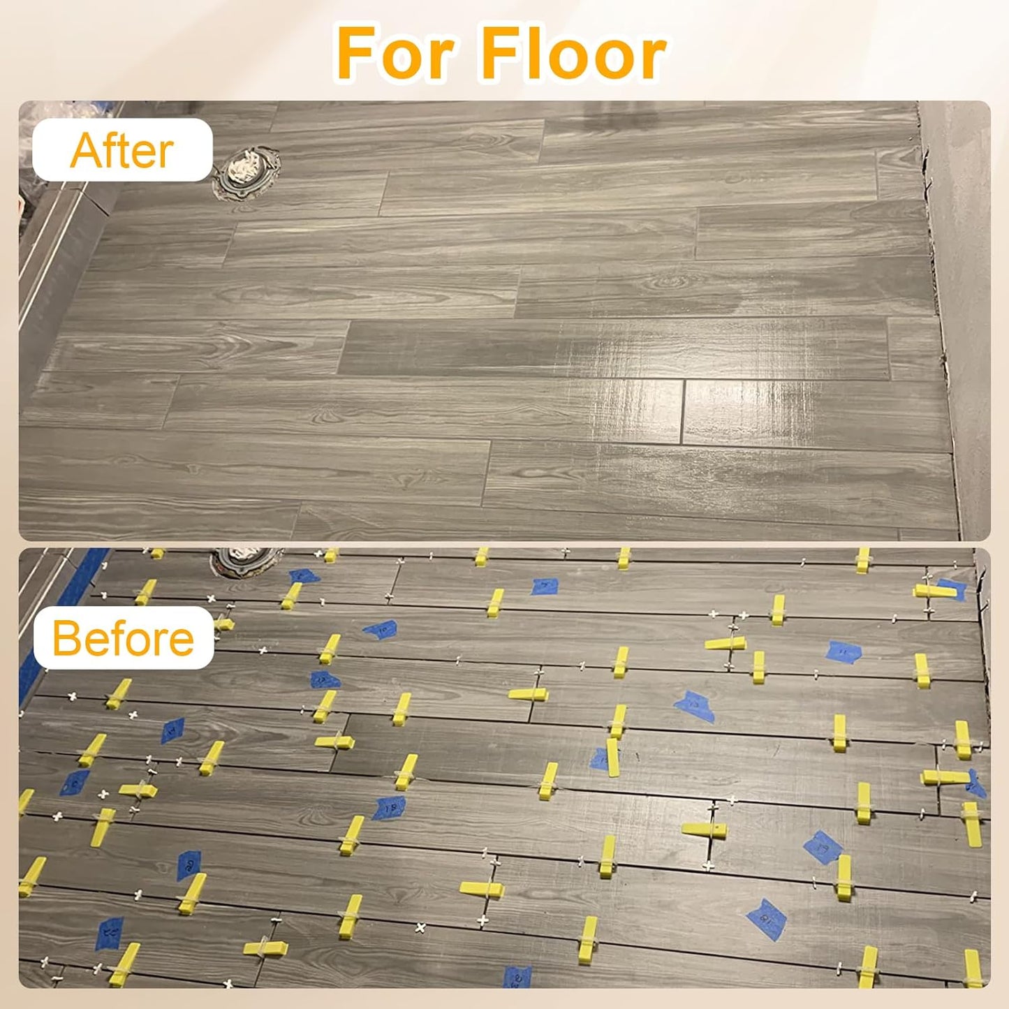 Storystore Tile Leveling System with Tile Pliers and Hammer - 300 Piece Tile Spacers Clips and 100 Piece Reusable Wedges, 1/8 Inch Tile Installation Tools Kit