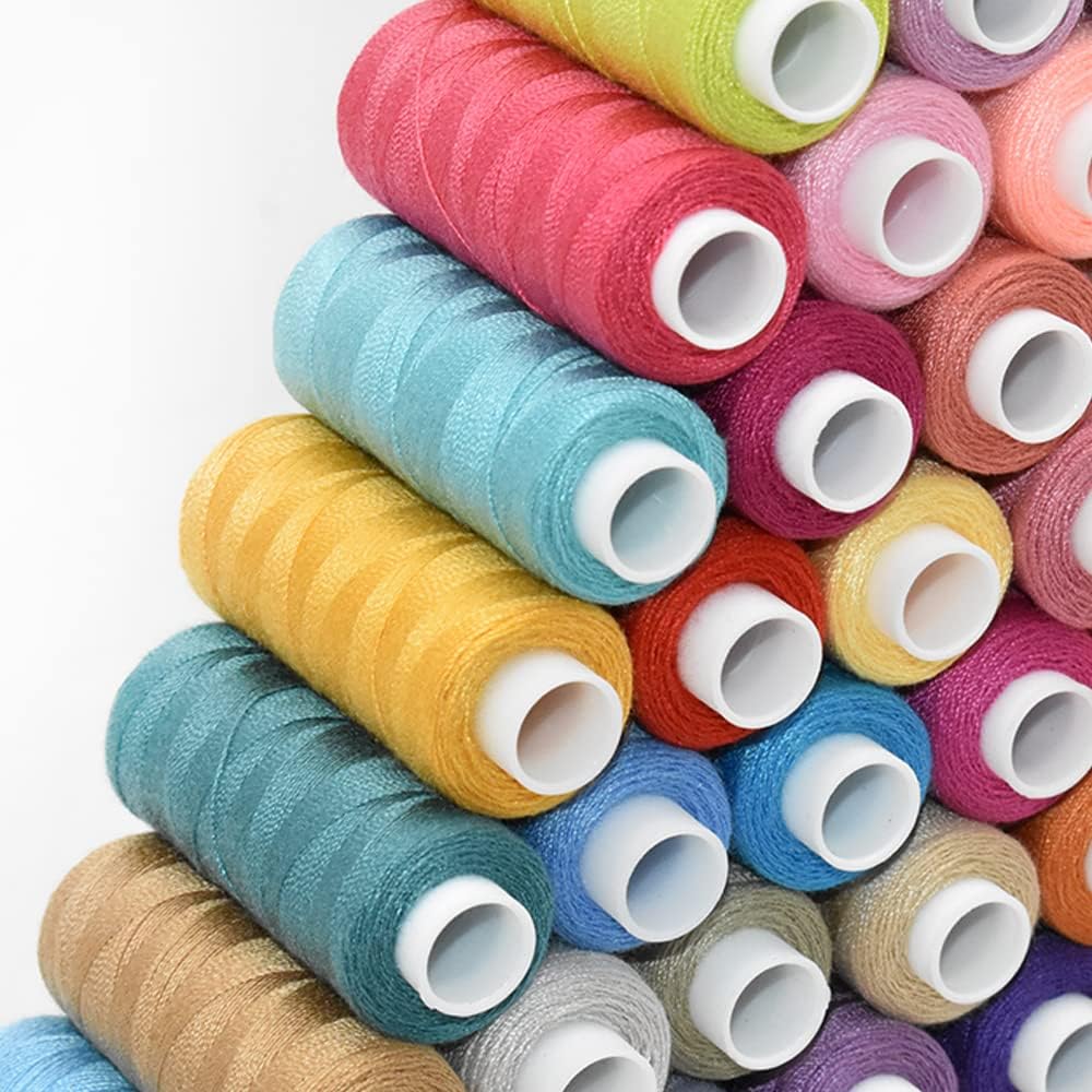 Sewing Threads Kits, All Purpose 100 Color Spools Polyester Thread Quilting Thread Assortment for Hand Machine Sewing Embroidery