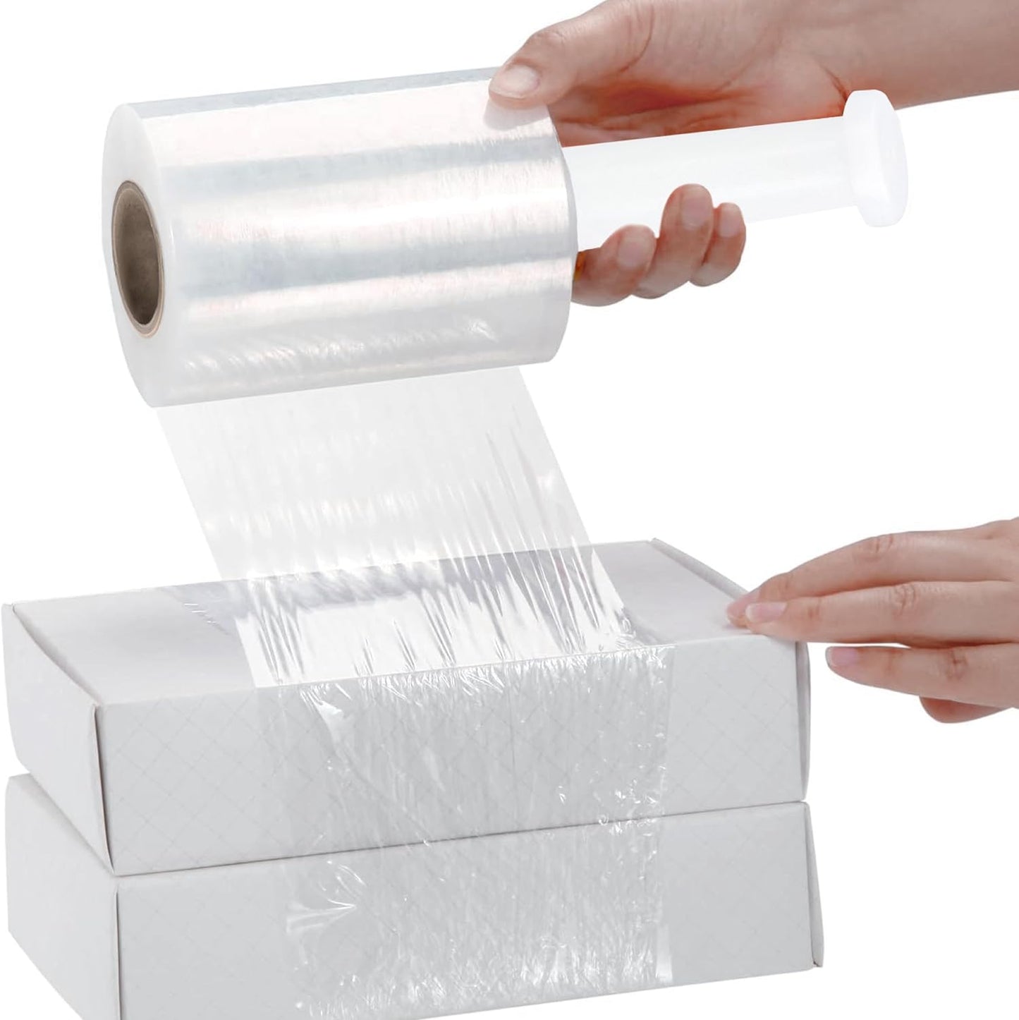 PSBM Mini Stretch Wrap with Handle, 24 Pack, 2 Inch x 700 Feet, 120 Gauge, Clear, Small Plastic Cling Film for Pallets Moving Storing
