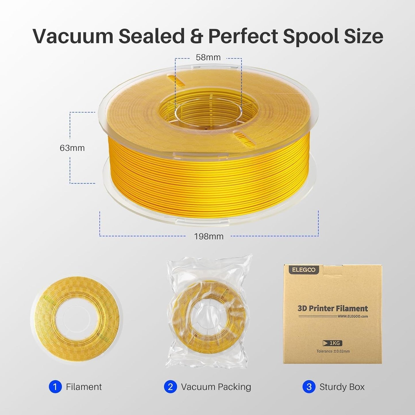 ELEGOO Silk PLA Filament 1.75mm Copper 1KG, 3D Printer Filament Dimensional Accuracy +/- 0.02mm, 1kg Spool(2.2lbs) Fits for Most FDM 3D Printers