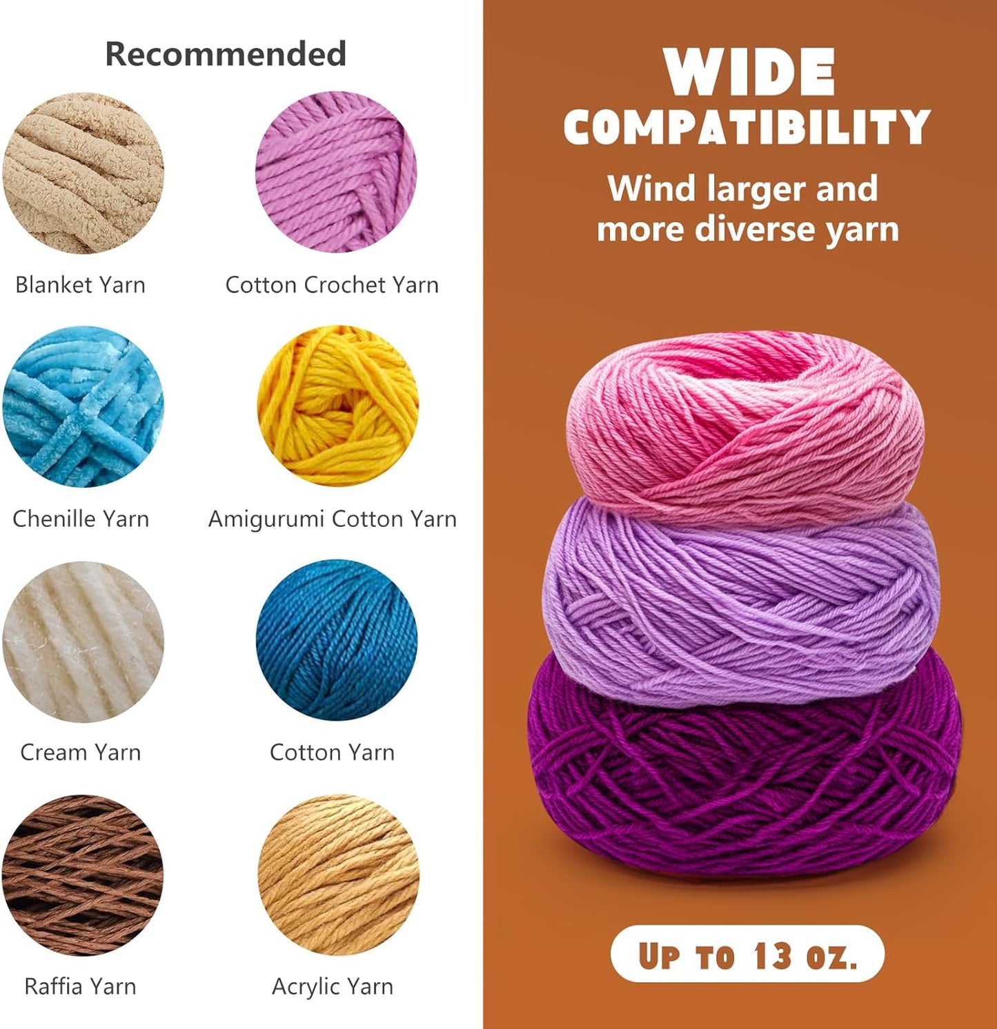 Yarn Winder, Electric Yarn Ball Winder for Crocheting, Efficiently Cake with Strong Tension Adjustable Speed Up to 13 oz, Automatic Spinner Wool for Knitting Enthusiast (Pink)