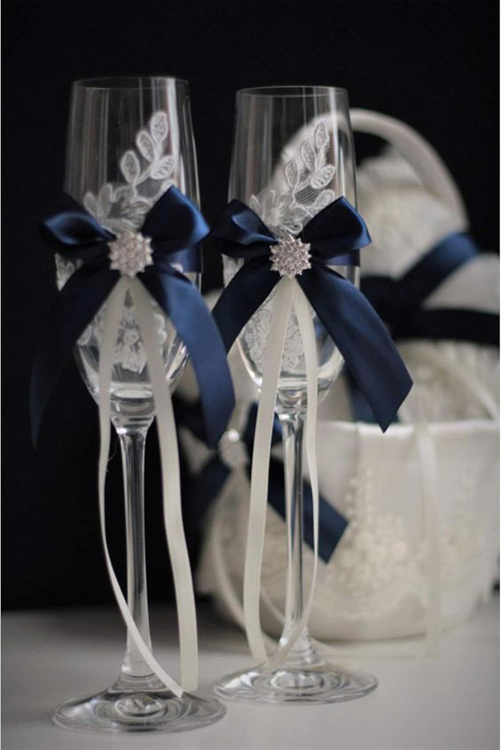 VATIN Double Face Deep Navy Blue Satin Ribbon 3/8" Continuous 50 Yards,Navy Blue Polyester Fabric Ribbon use for Bows Bouquet, Gift Wrapping, Floral Arrangement Wedding Decoration