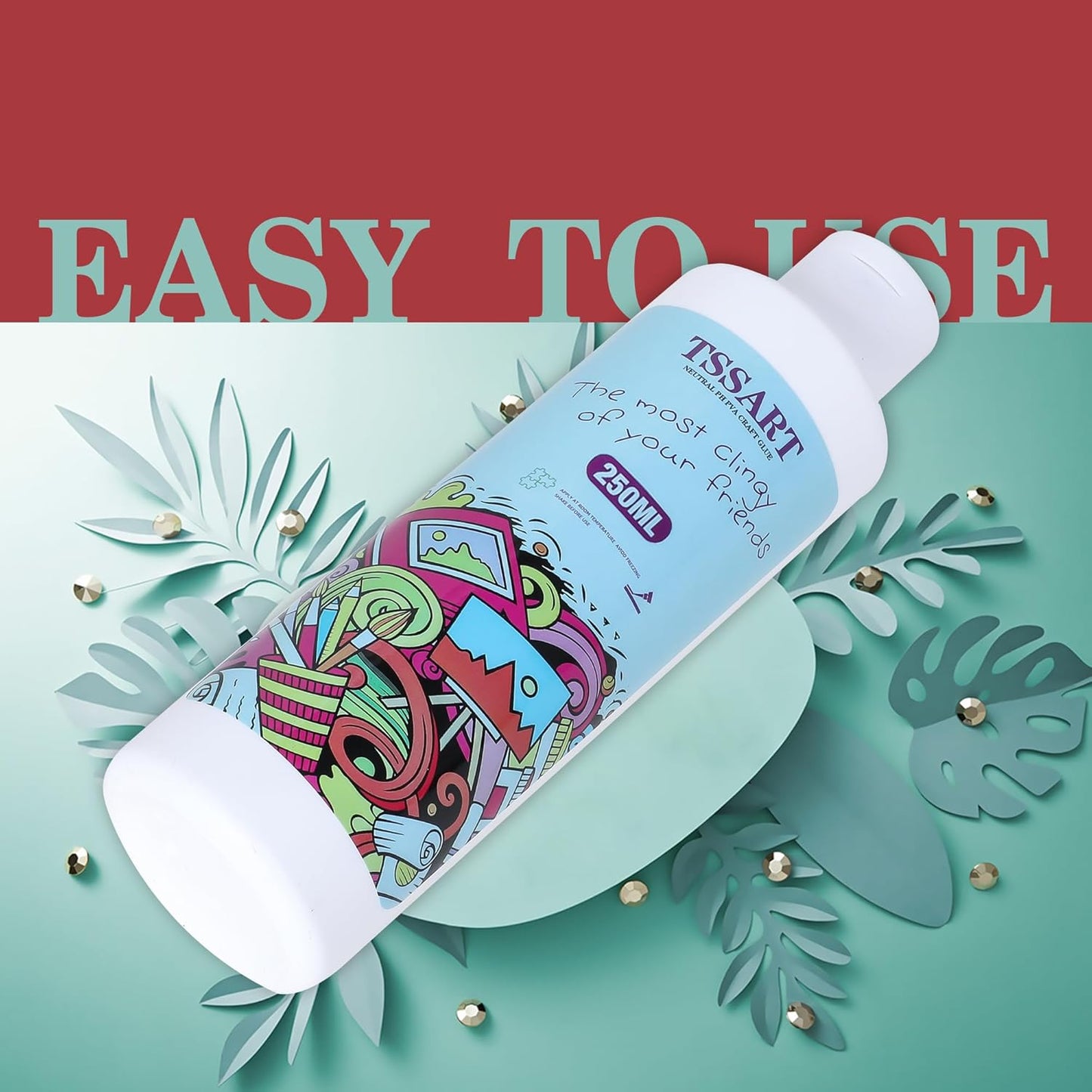Neutral pH Craft Glue - 8.4floz Acid-Free PVA Formula Water Soluble Glue, Dries Clear and Flexible - Ideal for Arts, Paper, Photography, Scrapbooking and Book Binding - Flip Cap