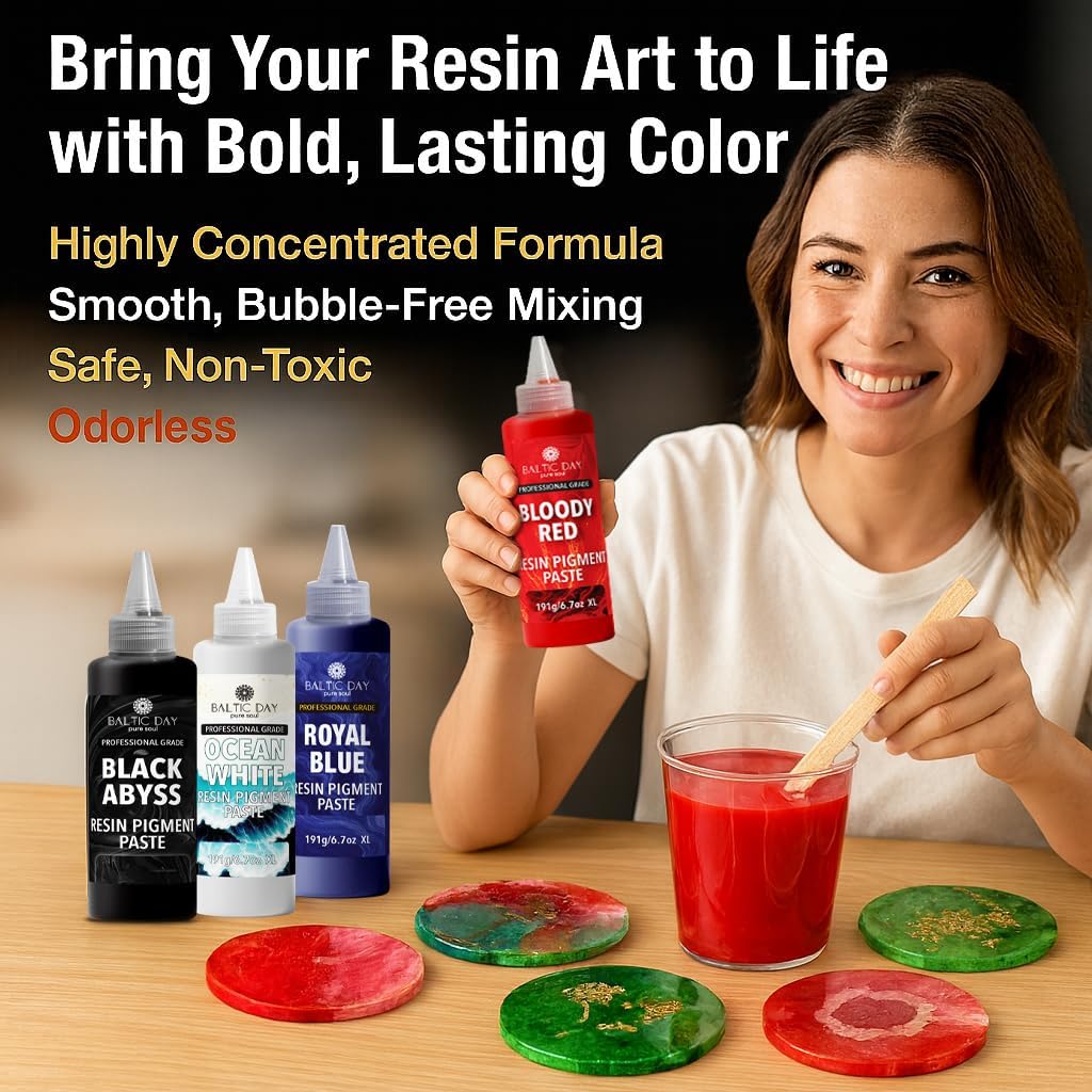 24 Colors Epoxy Resin Pigment Paste Set – High Concentration Creamy Opaque Epoxy Dye & Coloring Paste Kit for Resin Art, Jewelry Making, Tumblers, River Tables, Coasters – Mica Powder Alternative