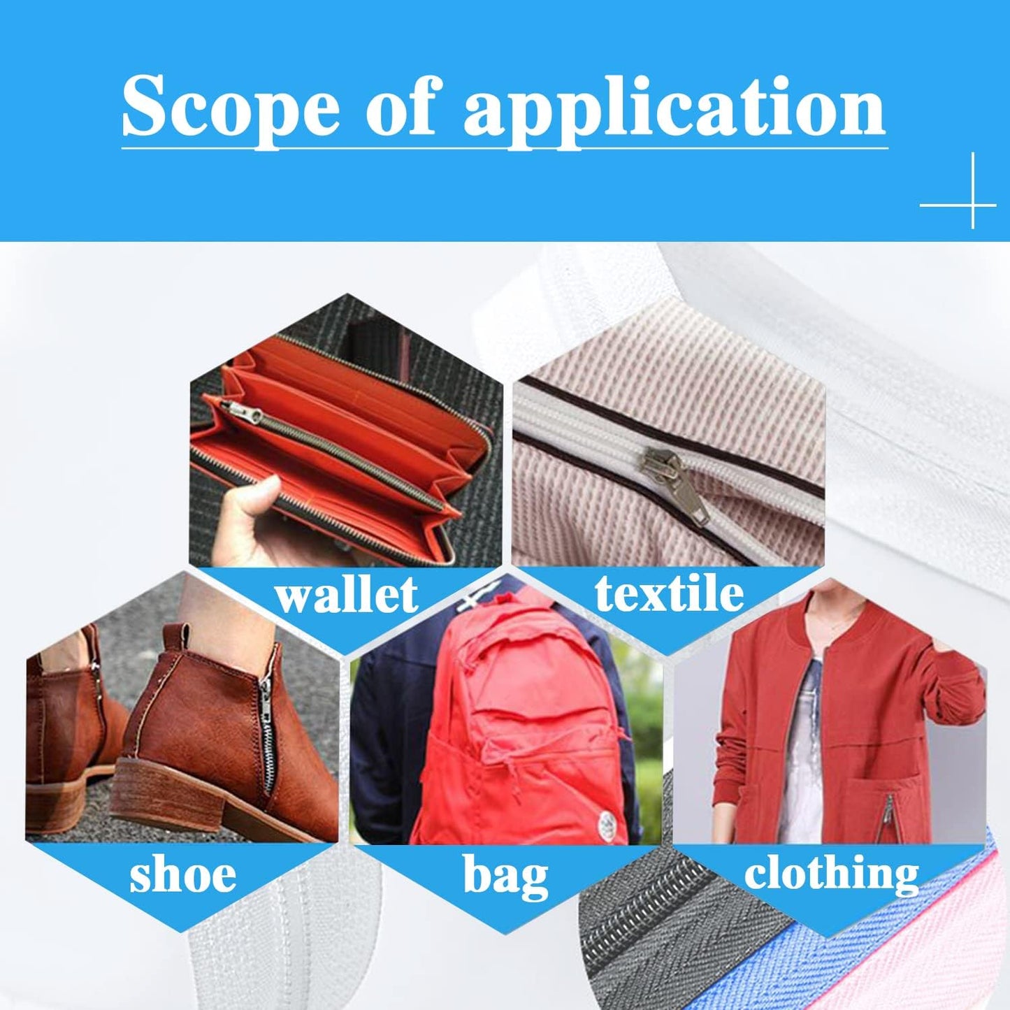 Sawoake 50PCS #5 Gold Metal Handle for Nylon Coil Handle Charm for Purse Handbag Craft Sewing Luggage Bag Bulk
