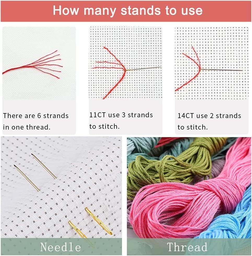 Leczany Cross Stitch Stamped Kit for Adults or Kids - Sailing and Sunset | DIY Embroidery Starter Patterns Craft Kit Needlepoint for Beginner | 11CT, 3 Strands | 13.4x17.7 inches
