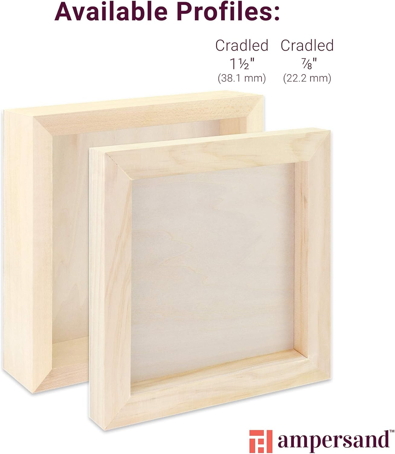 Ampersand Art Supply Unprimed Basswood Artist Panel, 1-1/2" Cradled Profile, 5"x5"