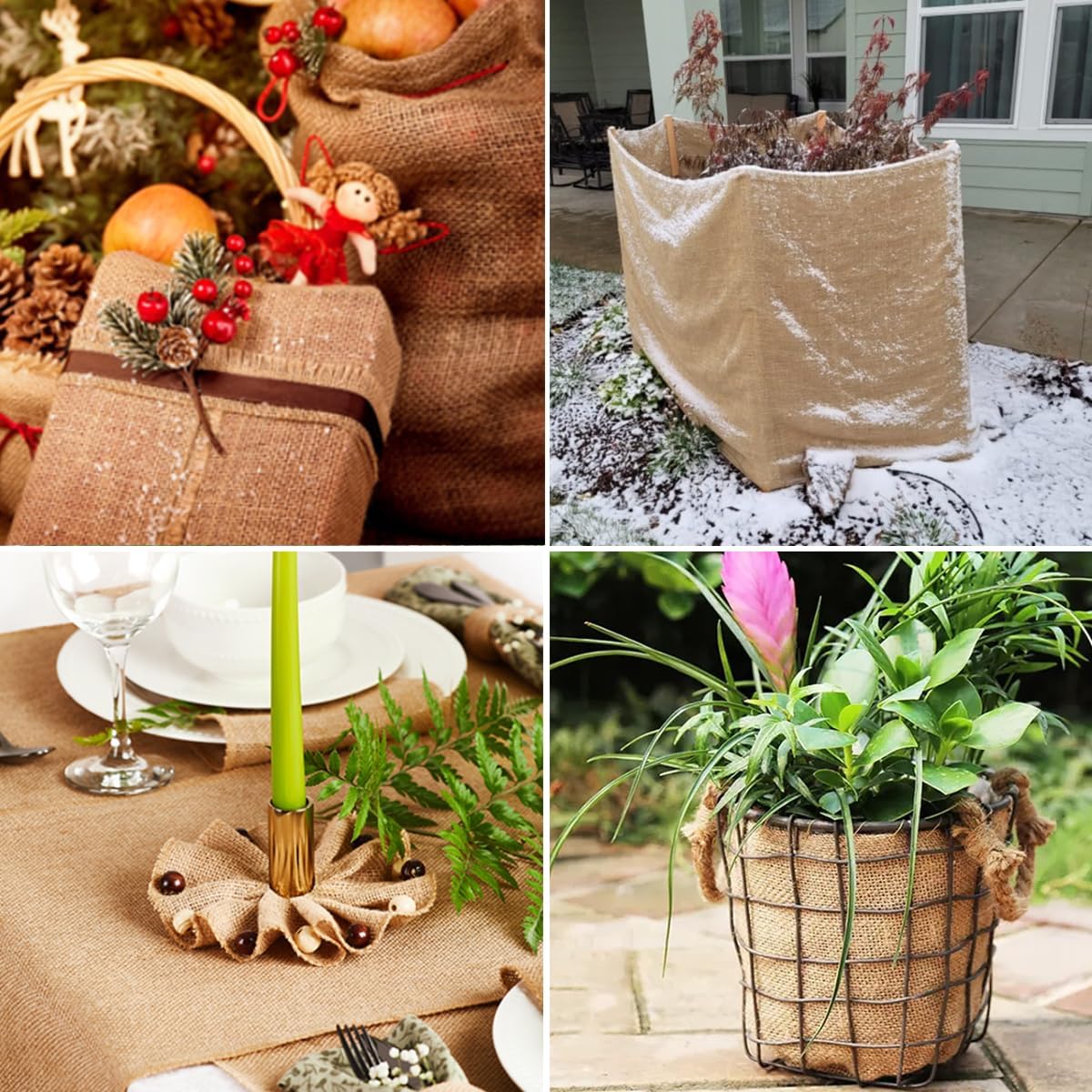 Burlap Fabric Roll, 12" x 30 Feet Burlap Garden Fabric Natural Jute for Decorations, Crafts, Weddings, Table Runner, Landscaping, Plants & Tree Covering