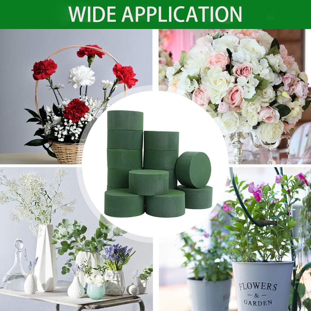 LOMIMOS 20PCS 3''Round Floral Foam Bricks,Wet Florist Floral Foam Block Flower Arrangement Supplies for Wedding Aisle Flowers Party Craft Project Spring Decoration