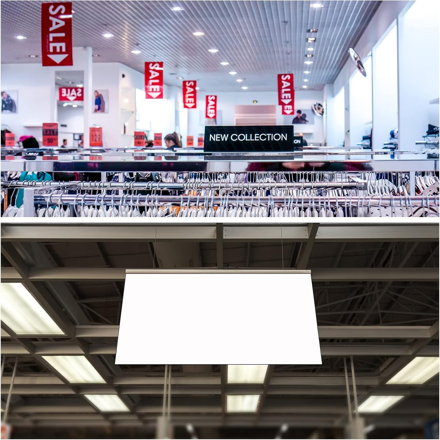 MECCANIXITY PVC Poster Hanger Rail Poster Strip Bar 100cm/40inch Clear with Clips for Poster, Map, 4 Set