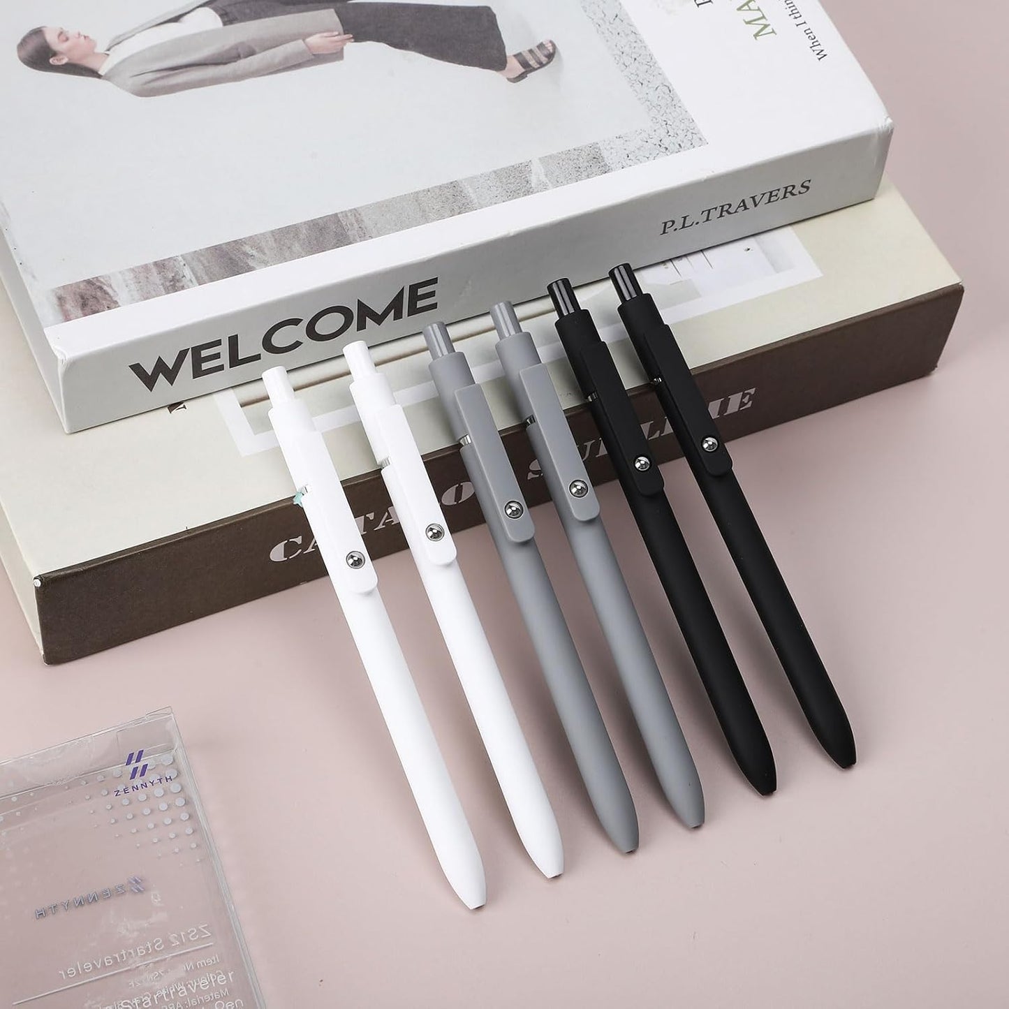 Ddaowanx Gel Pens, 0.5mm Fine Point Quick Dry Black Ink Pens Retractable, Nursing School Essentials,School Supplies, Gifts for Women (6Pcs-Black Ink)